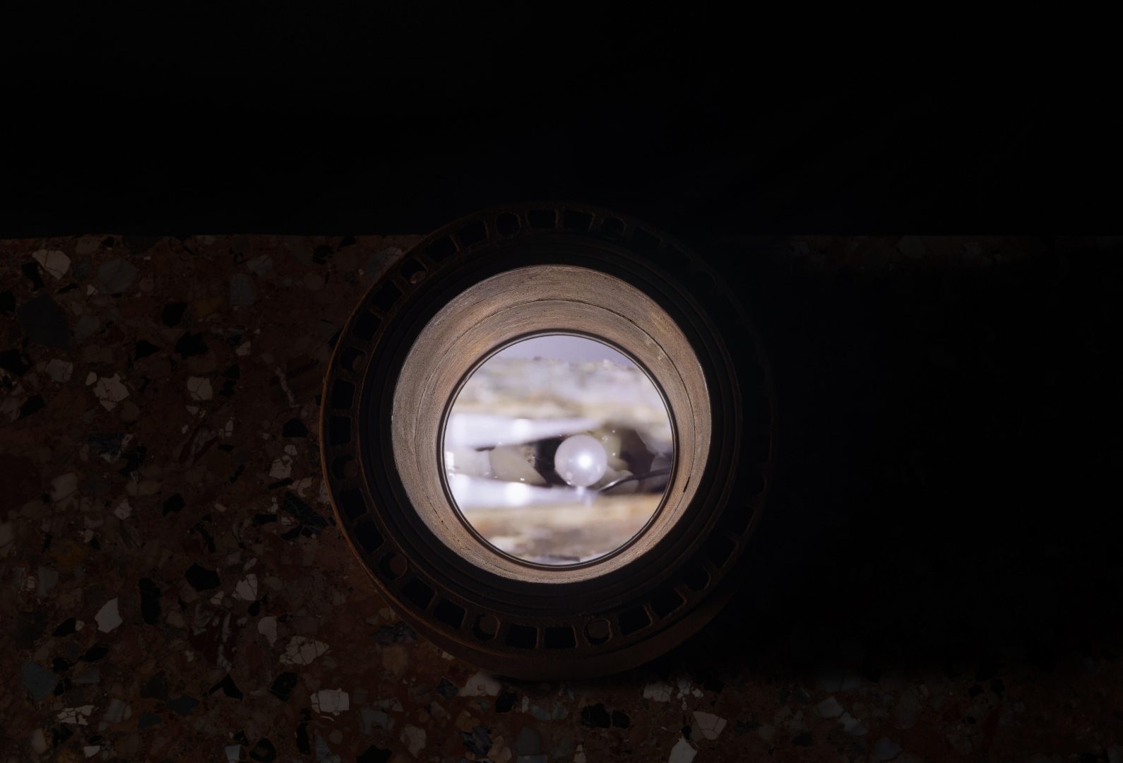 Liao Wen, Down the Eye of Polyphemos, 2024. Video with sound by Anita Pan, 4’09. Installation view of By Devouring It, I Learn about the World at Capsule Venice, 21 September – 15 December 2024. Courtesy of the Artist and Capsule. Photo by Andrea Rossetti.