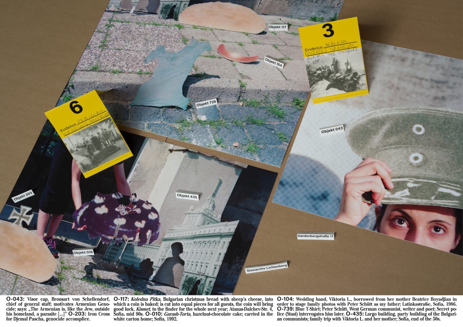 Beatrice Moumdjian, Forensic Excavations Inventory or The Total Deconstruction of an Armenian Family, since 2017, @ “Art in the Underground”, nGbK Berlin, 2019, © Beatrice Moumdjian