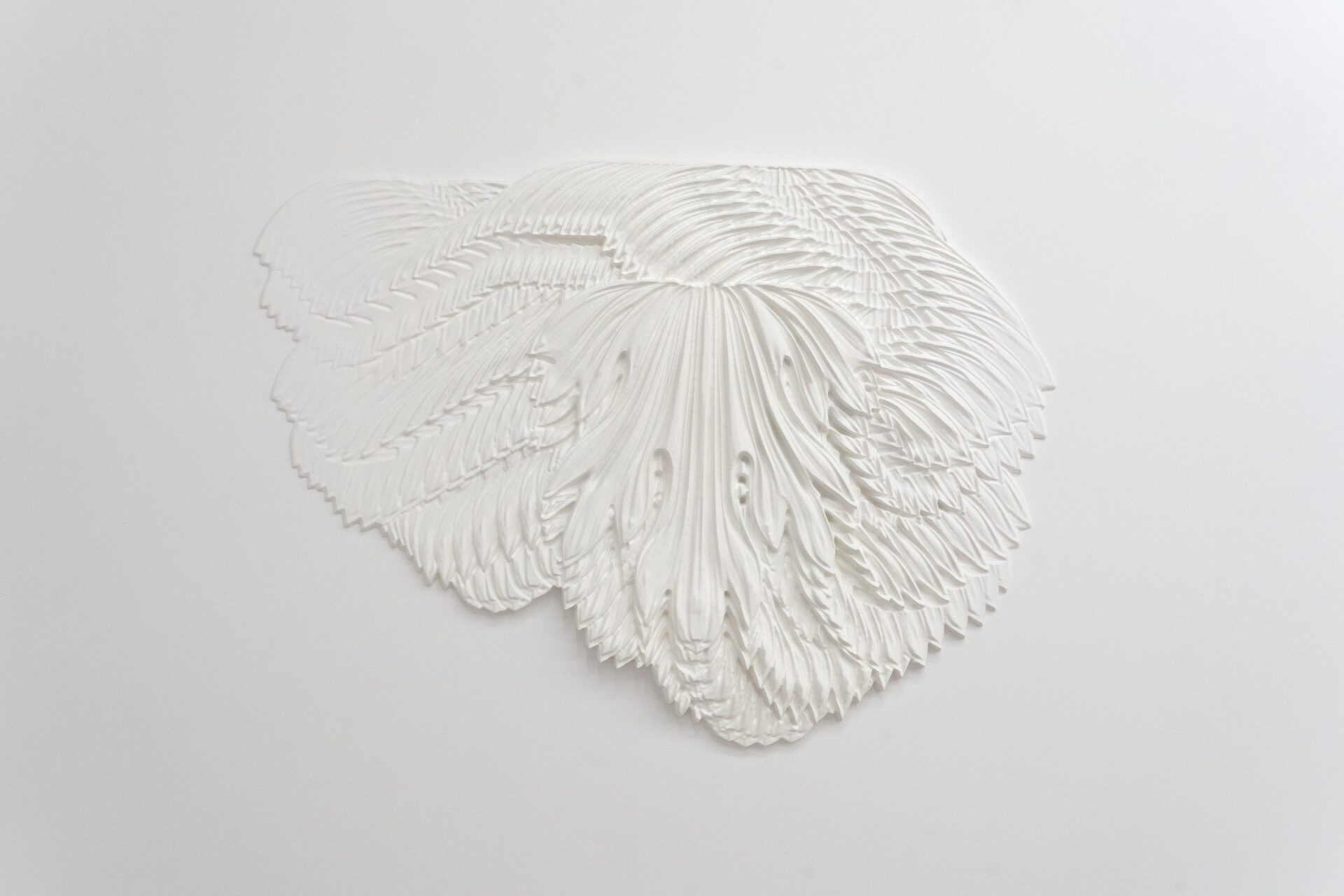 Exhibition view. Larisa Sitar, Roboust Boast, 2019, MDF bas-relief, washable paint, 150 x 120 cm. Photo credit: infi.ro