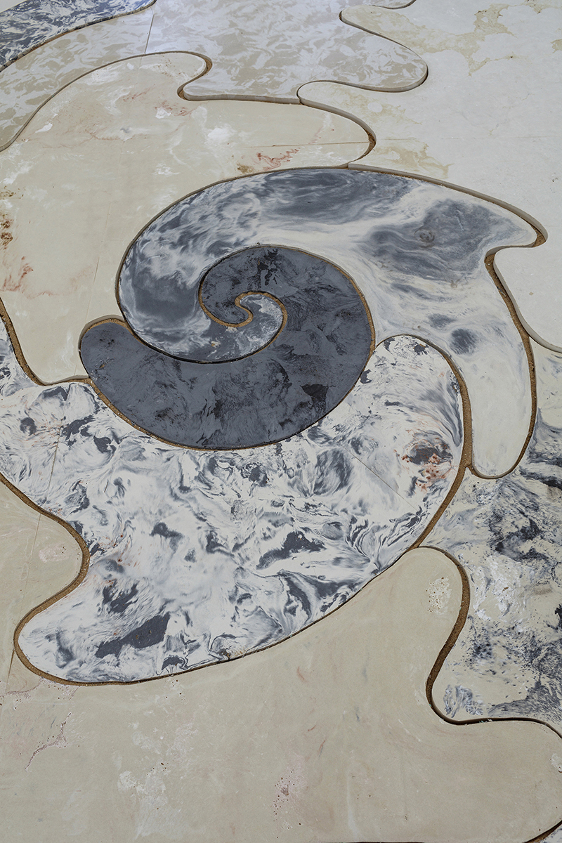 Zuzanna Czebatul, Vortex (New Day Coming), 2020. Concrete and pigment, 12 x 10 m. View of the exhibition The Singing Dunes of Zuzanna Czebatul, CAC-La synagogue de Delme, 2020. Photo: OH Dancy.