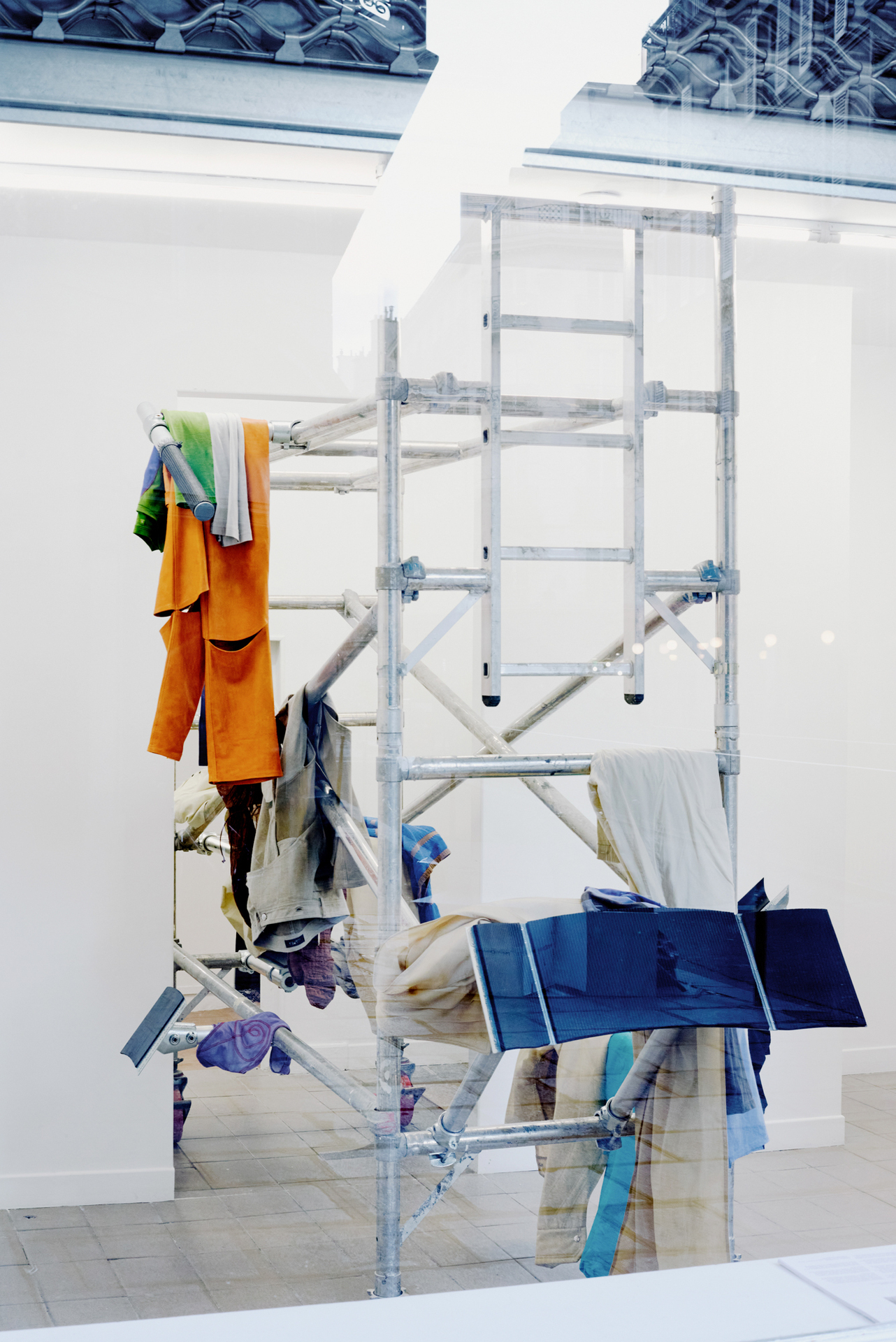 Marie Lueder & Thomas P. Grogan, Installation Main Structure Overview, Leather, Nylon, Cotton, Galvanised Steel, Aluminium, Rubber, Foam, Polyethylene.