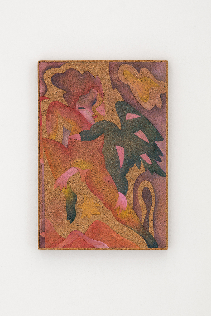 Bea Bonafini, I Conversed With You in a Dream, 2020 (Gouache on cork, 30 x 25 cm).