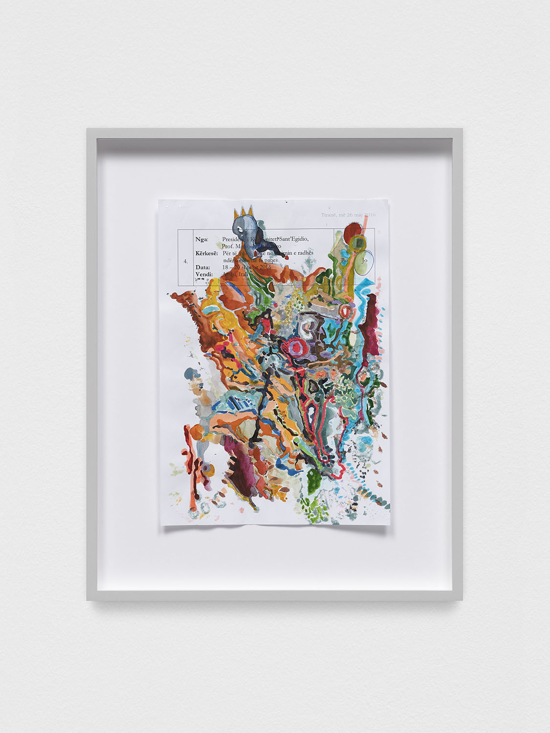 Edi Rama, Untitled, 2018, printed document, watercolour, 29,7 x 21 cm