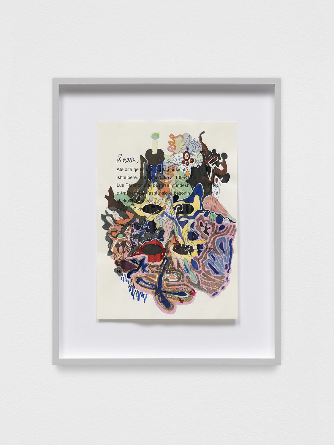 Edi Rama, Untitled, 2018, printed document, felt pen, 29,7 x 21 cm