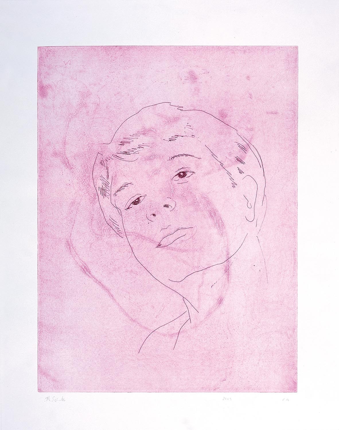 Thomas Schütte, 12 portraits, 2009, drypoint, half-tone and carborundum printed on coloured ground, 90 x 70 cm