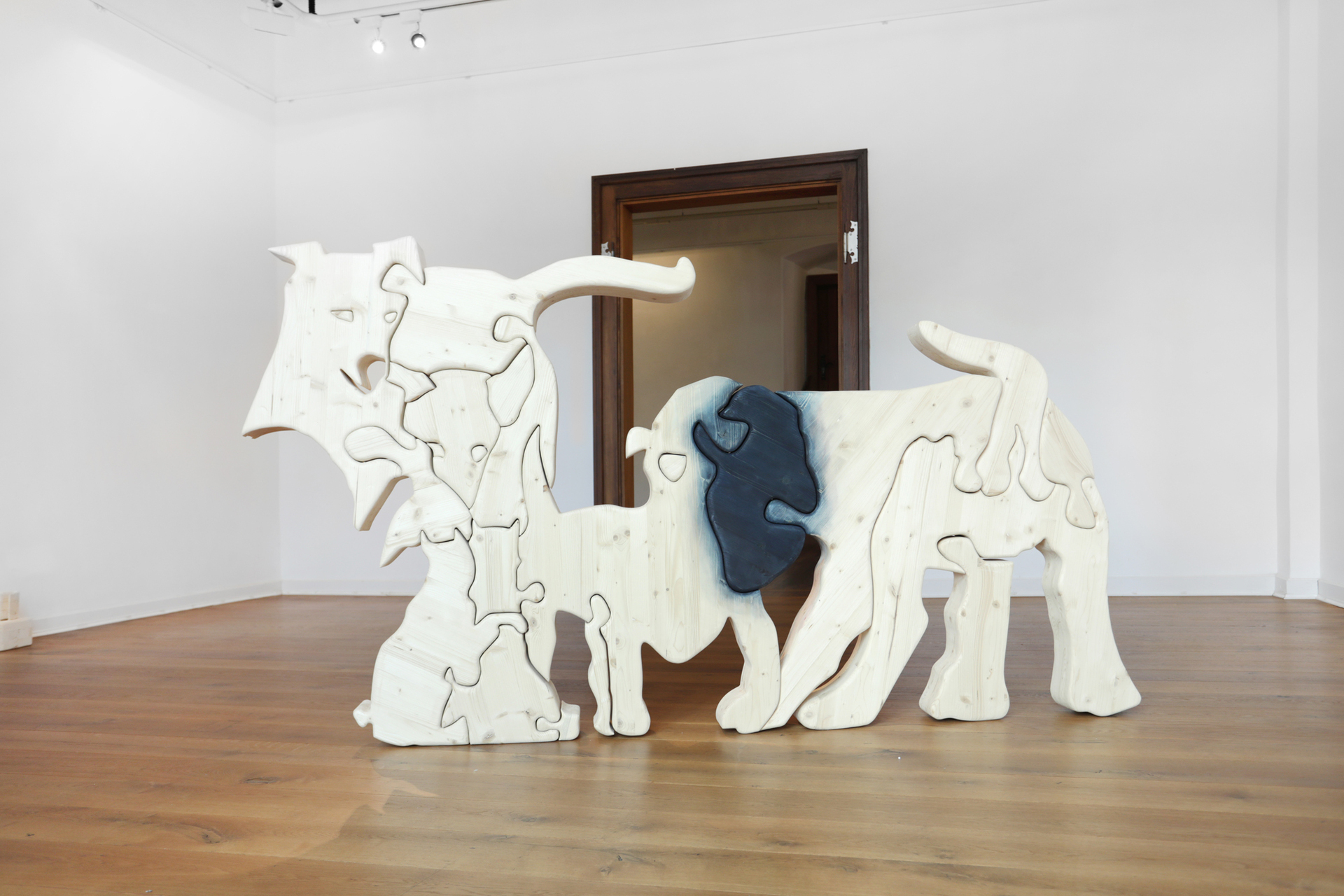 Camilla Steinum, "Slimy Affection", 2020, Stained wood, 130 x 300 x 11 cm