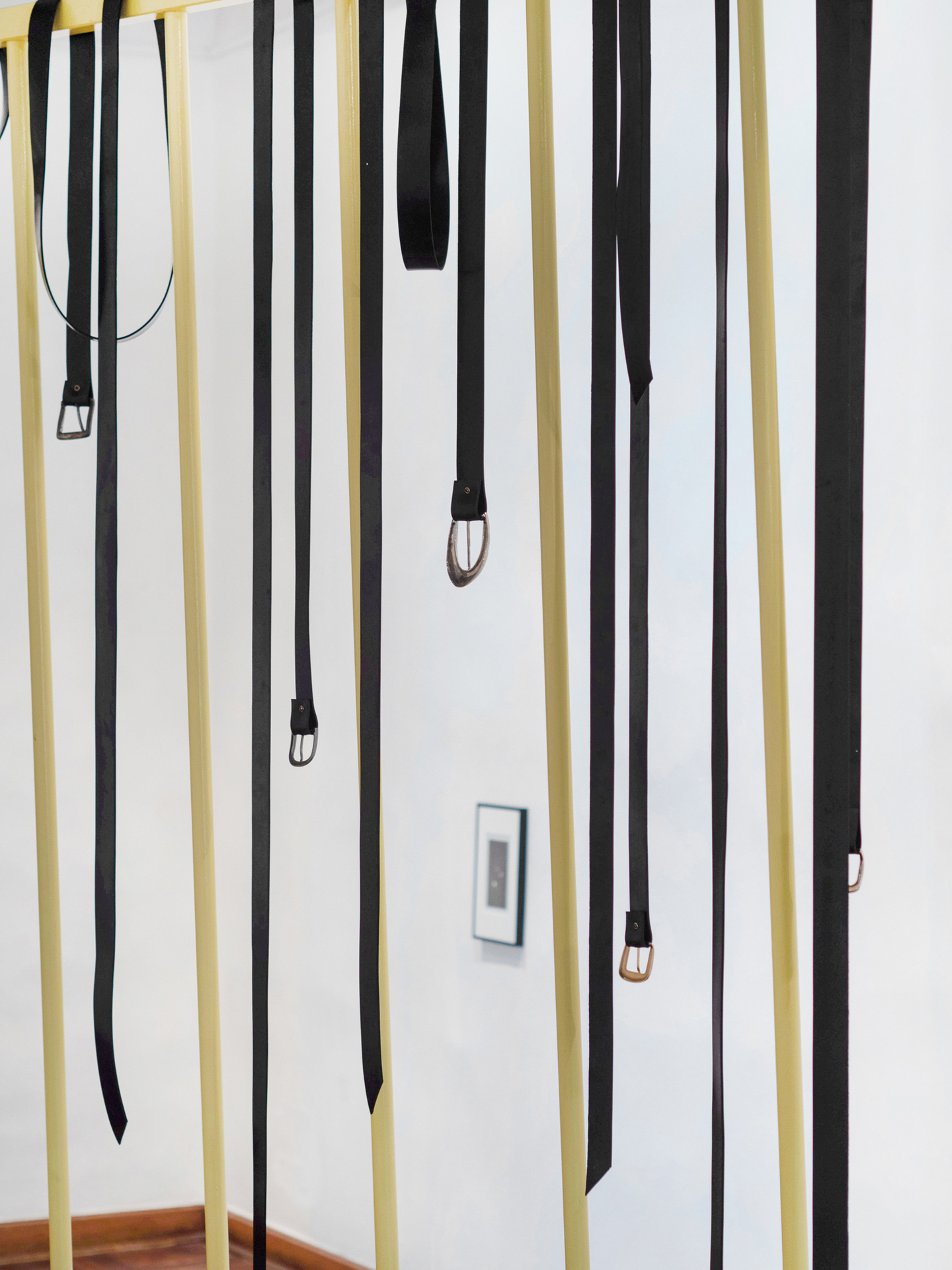 Camilla Steinum, "Tighter", 2020, Rubber, belt buckles, Dimensions variable