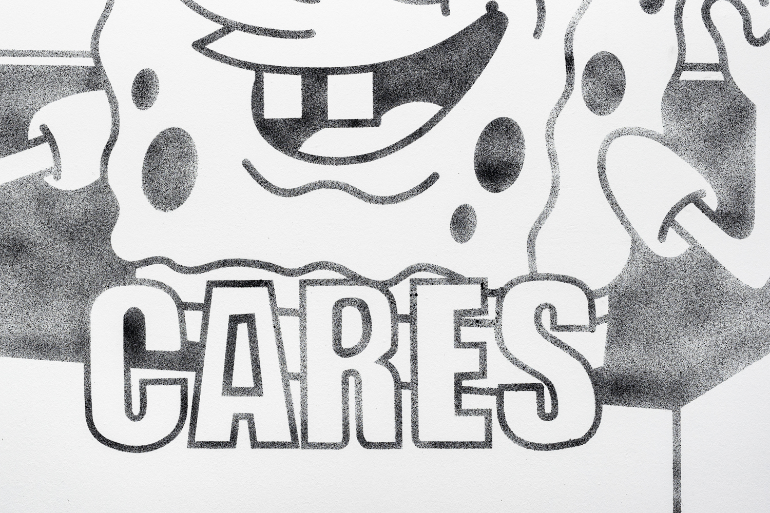 Berkay Tuncay, Nobody Care, 2020, Egg tempera, charcoal, spit and blow painting technique, 230 x 350 cm, Detail