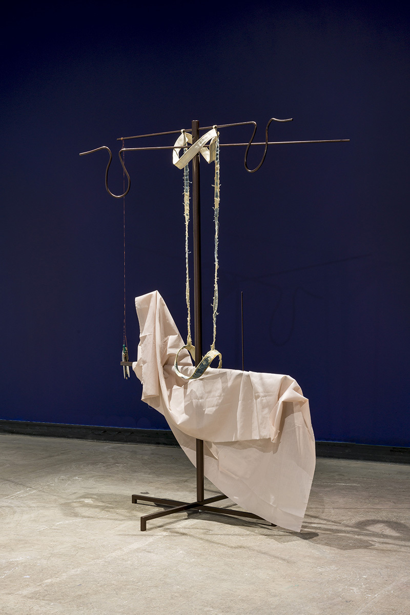 Karen Kraven, Twin Needle Stitch, 2020, Denim, pocketing cotton, thread and pens