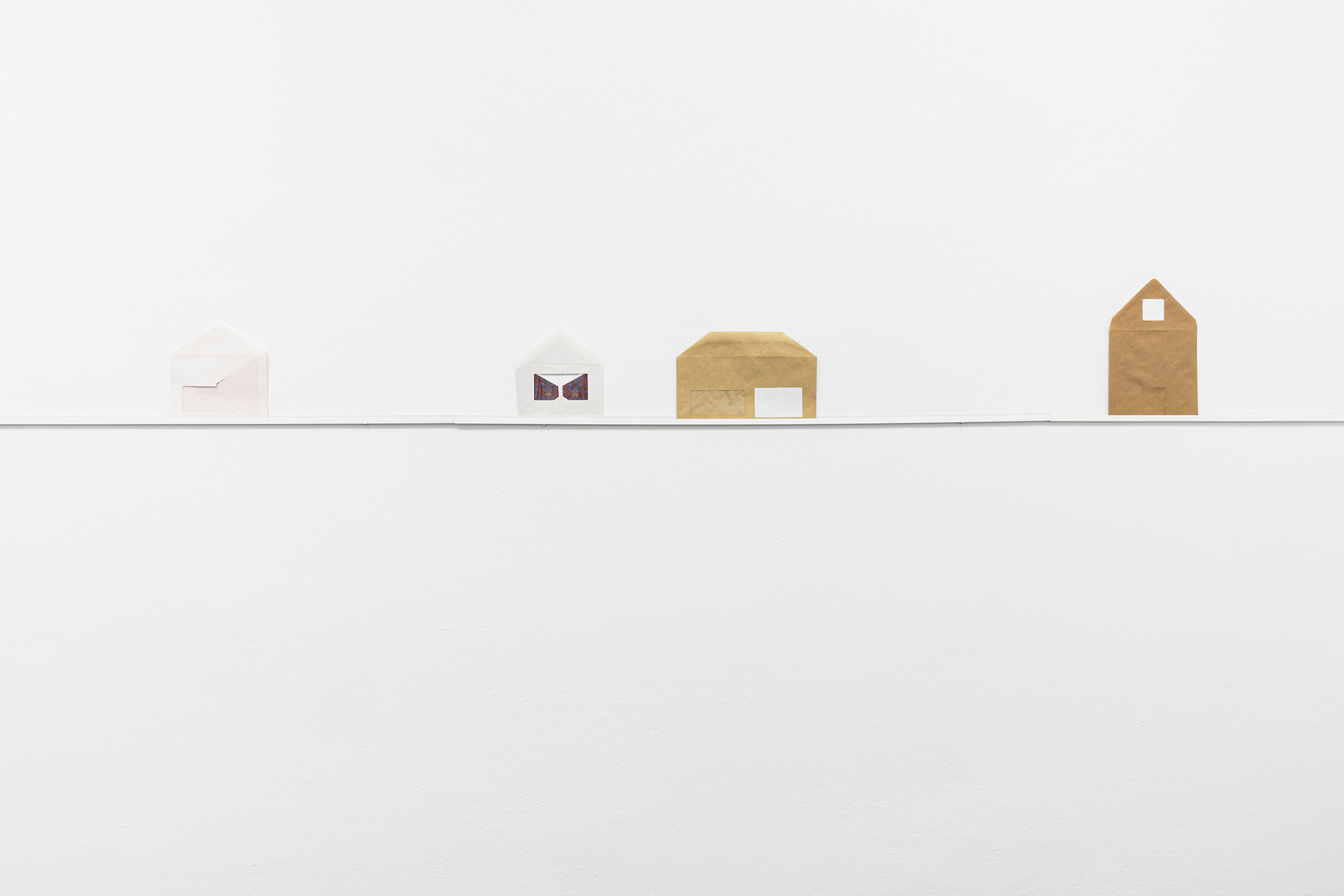 Sara MacKillop, "Envelope 2, 4, 10 & 15", adjusted found envelope, dimensions variable, 2014