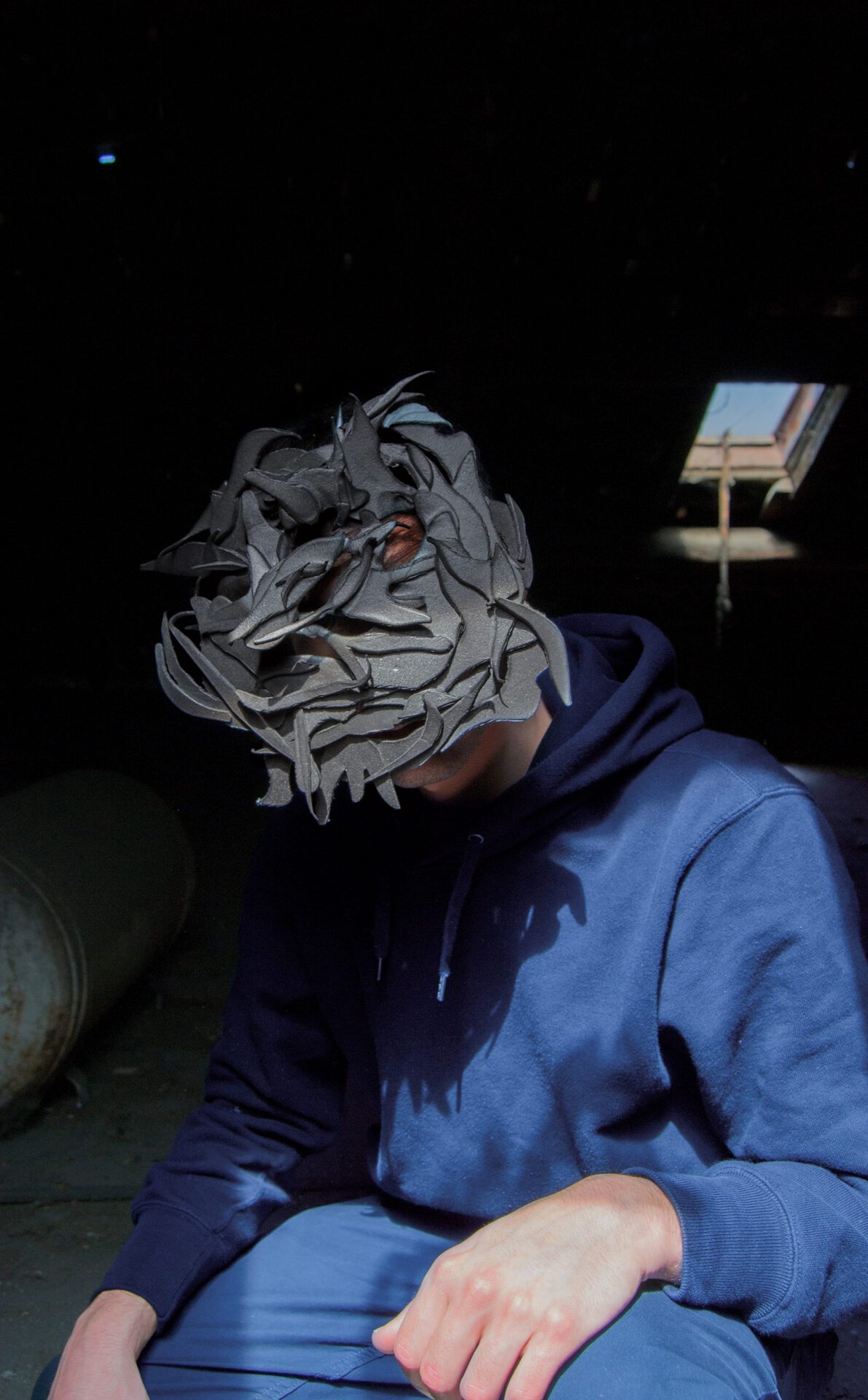 Paolo Brambilla, Catramago, 2020, foam, blue clothes, variable dimension.