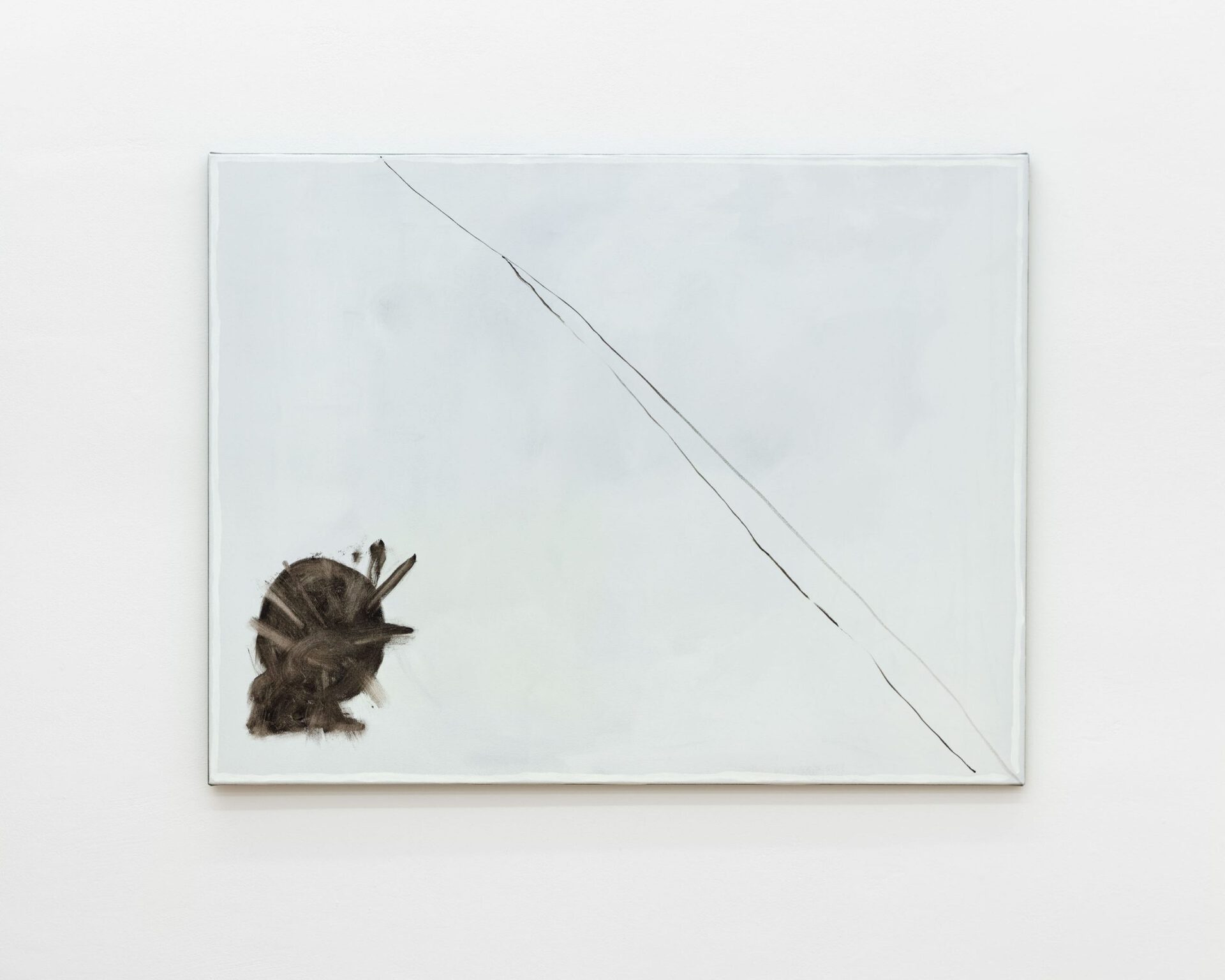 Malte Zenses Brennender Apfelbaum vor einer Mauer, 2020 lacquer and oil on canvas 100 x 130 cm
