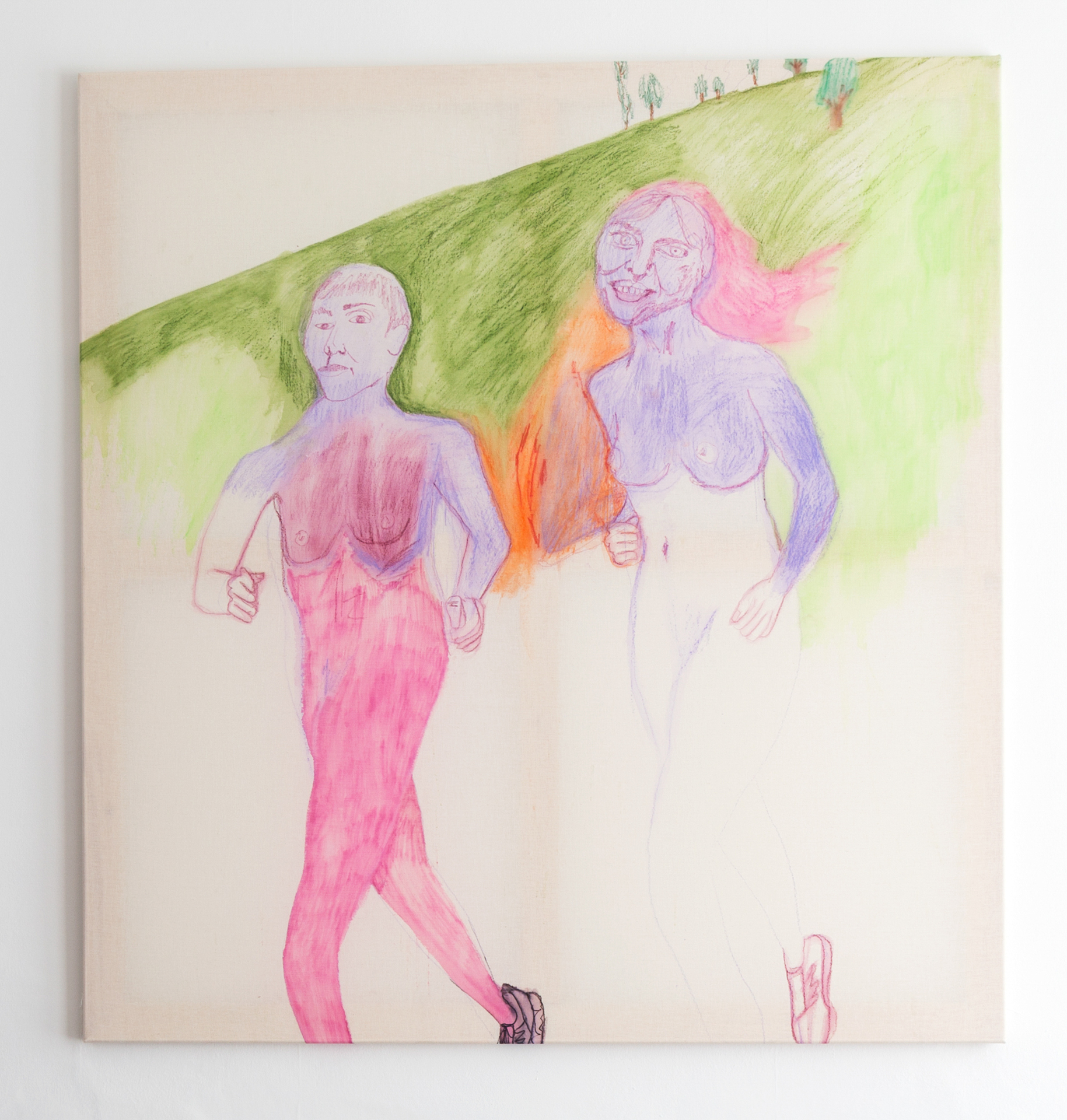 Kate Mackeson - Kate & Lauren 3, 2020, watercolour pencil  on canvas, 108 x 102 cm