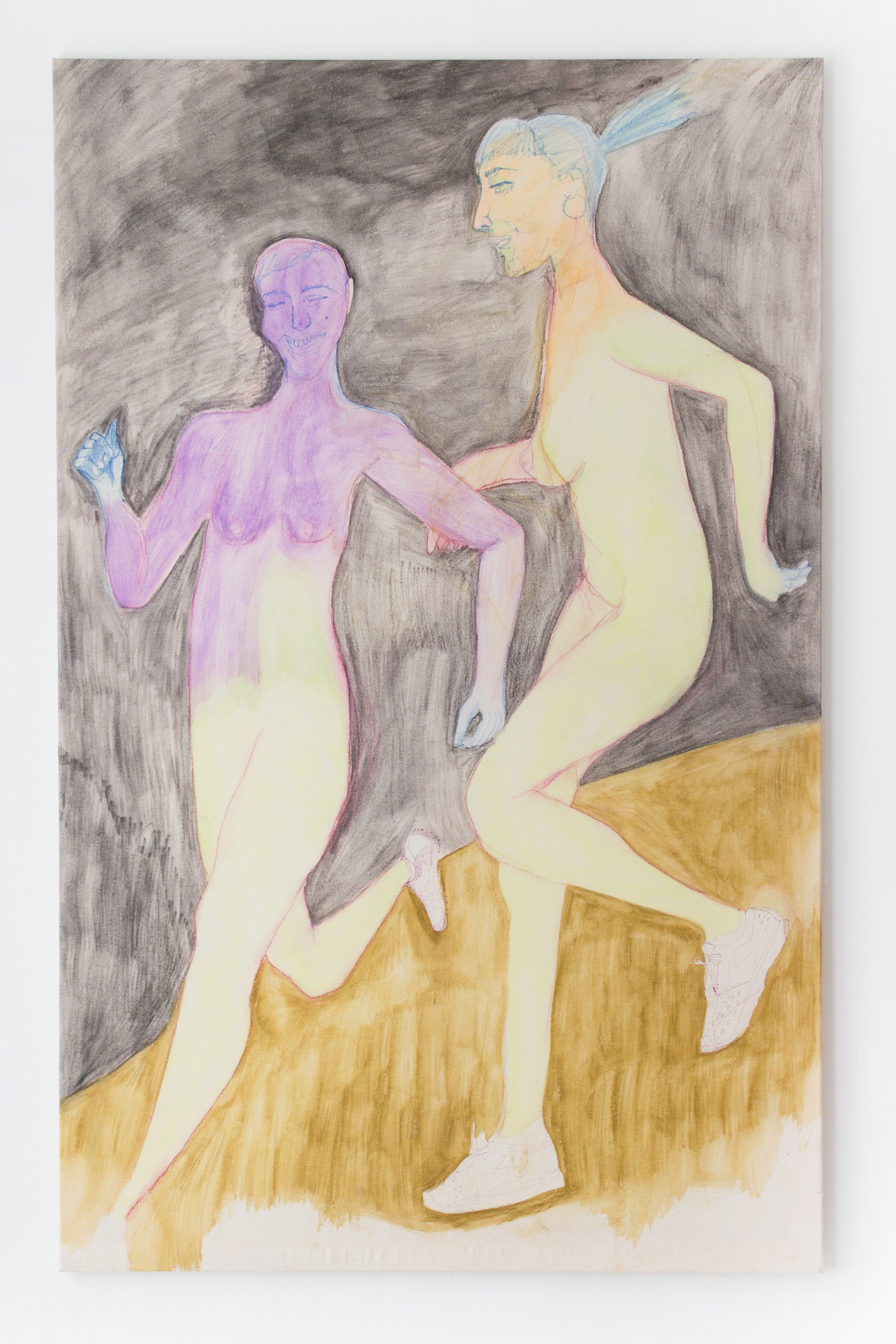 Kate Mackeson - Kate & Lauren 2, 2020, watercolour pencil  on canvas, 155 x  98 cm