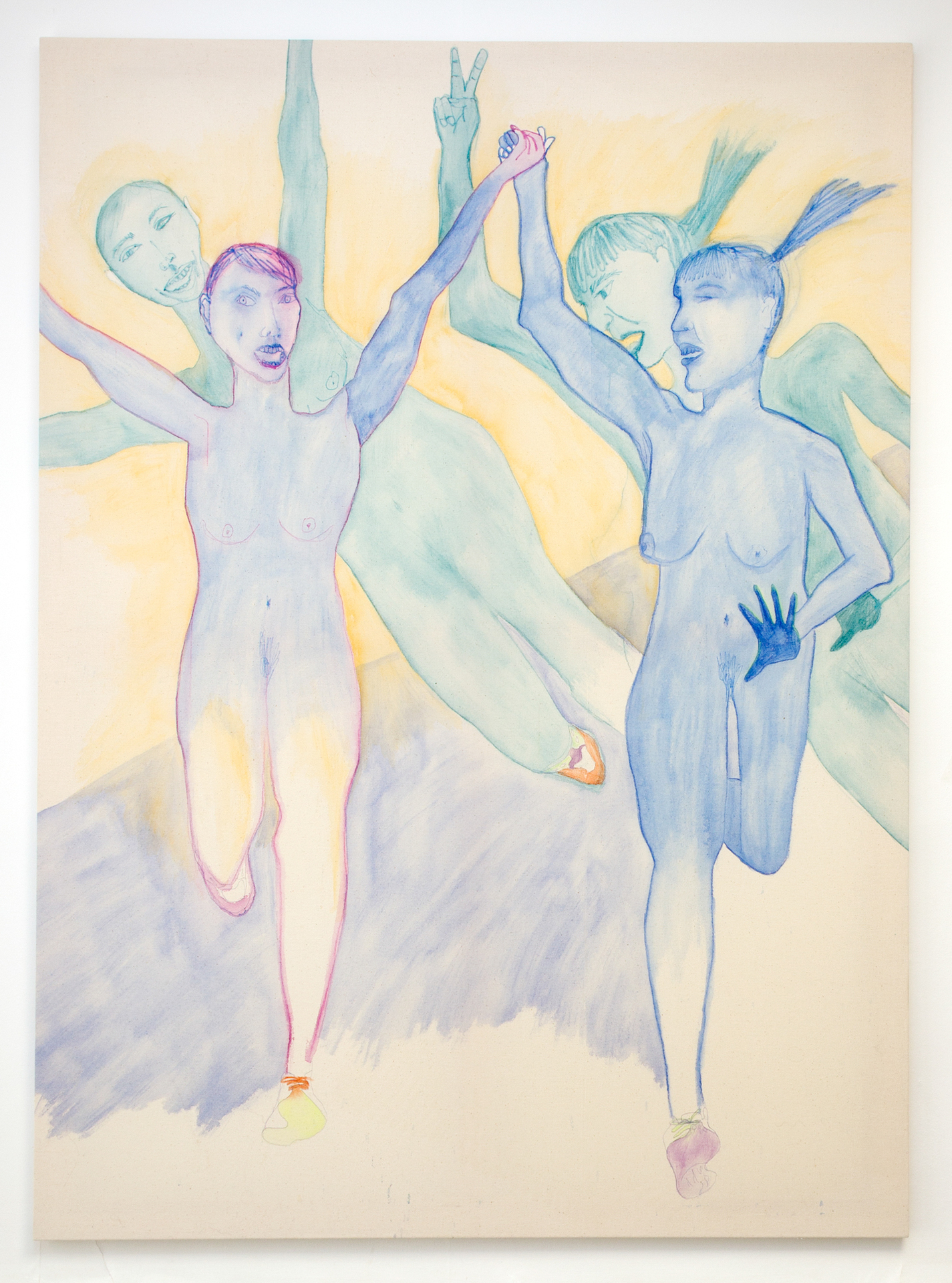 Kate Mackeson - Kate & Lauren 4, 2020, watercolour pencil on canvas, 152 x 112 cm