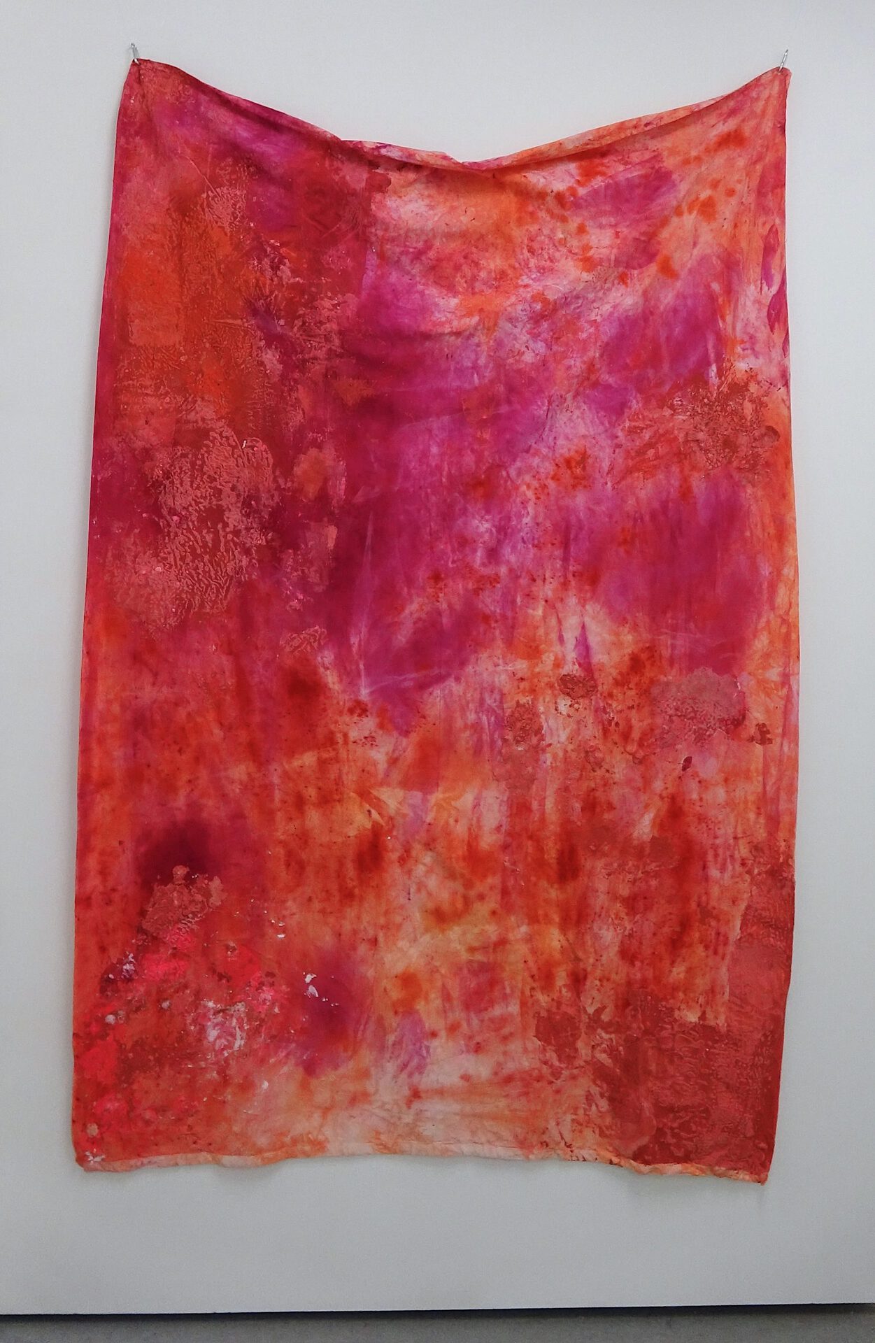 Monika Dorniak, body axe (as per a, b, c), 2018, acryl and organic fluids on fabric, 200 x 150 x 1 cm