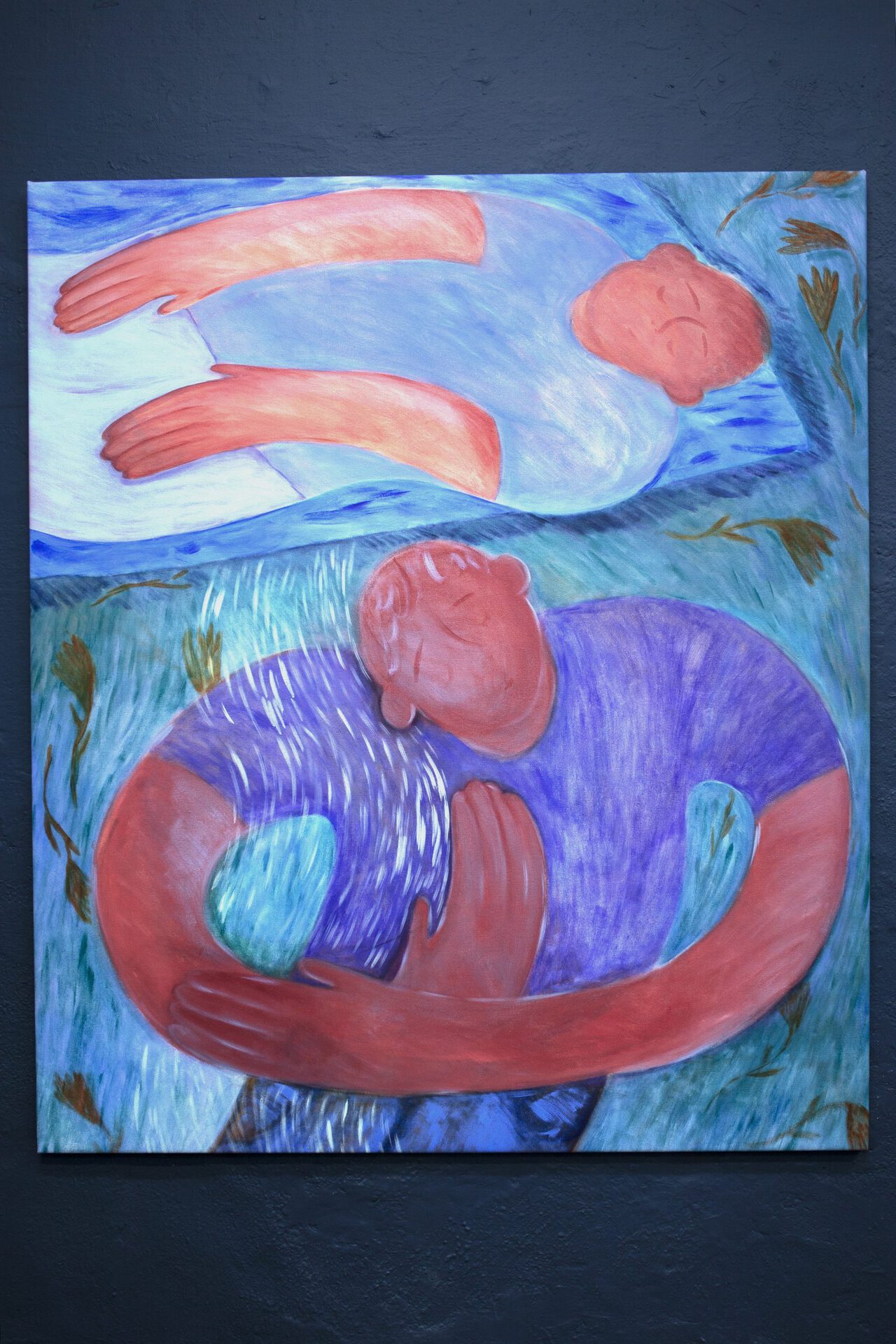 Coline Marotta: I want to take Richard Brautigan poem collection and read it for weeks, then when I'm done I'll read it again, acrylic on canvas, 140x120 cm, 2020