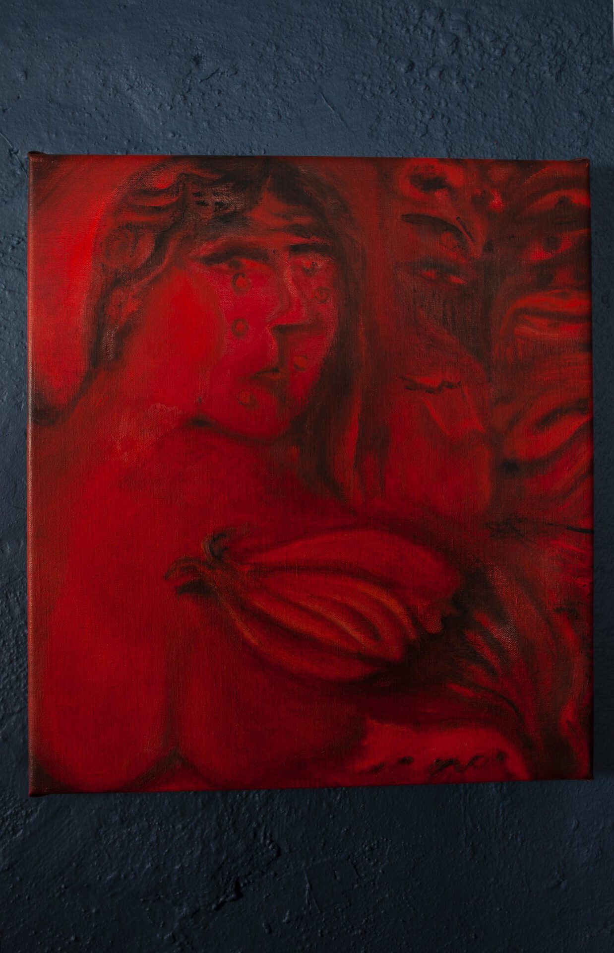 Kinga Bartis: Techno Tears, oil on canvas, 36x40 cm, 2020