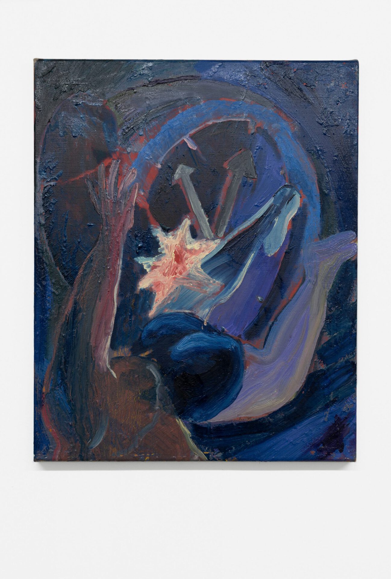 Nazim Ünal Yilmaz: Lost in planet blue, 2020. Oil on canvas, 49 x 40 cm