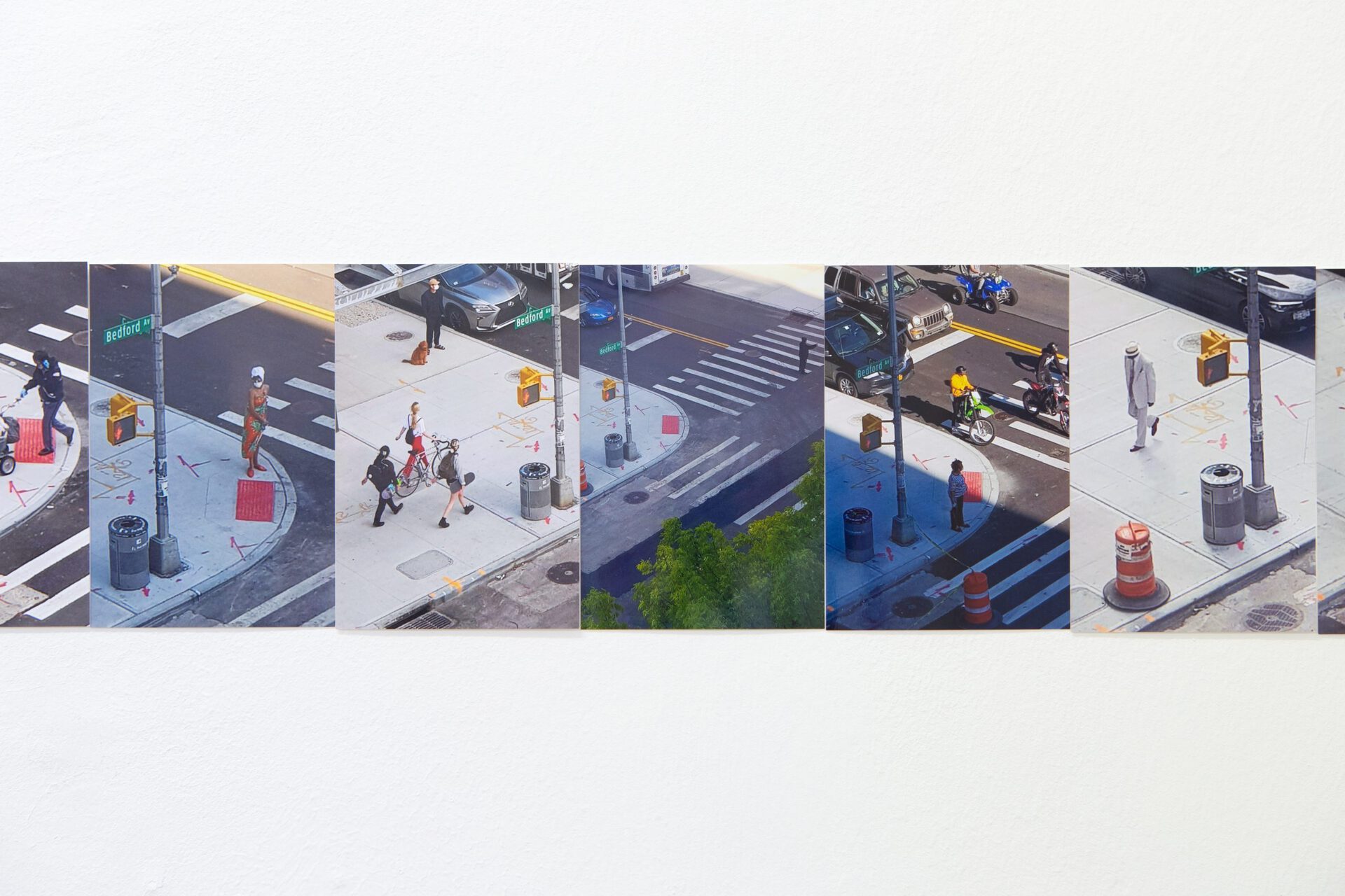 Anders Dickson, not yet titled at the corner of Bedford and Gates, 2020, photo series of 700 Dimensions vary according to hanging
