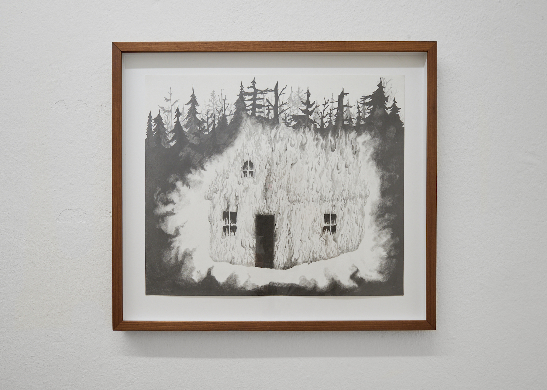 Alex Turgeon, A Flaming Cabin in the Woods , 2020, Graphite on paper, 44,5 x 51,8 cm