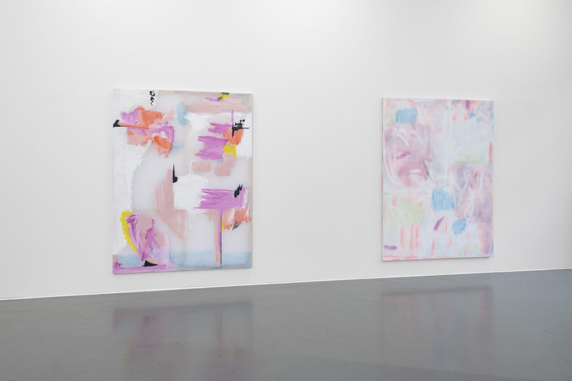 Untitled, 2020, acrylic on polyester, 200 x 150 cm; Untitled, 2020, acrylic on polyester, 200 x 150 cm
