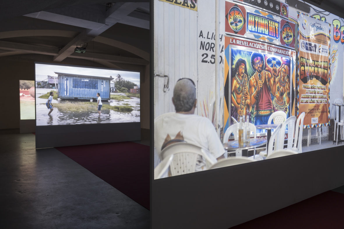 Invernomuto & Jim C. Nedd, "PICO: Un Parlante de Africa en America", 2017; Flatform, "Quello che verrà è solo una promessa (That which is to come is just a promise)", 2019, Installation view "Travel Apparatus"