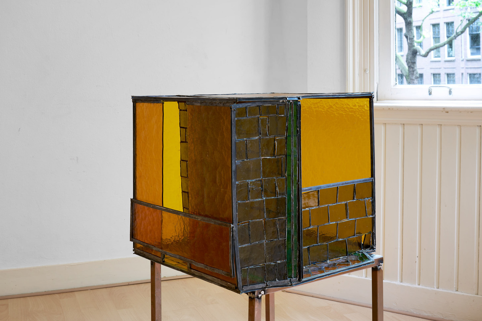 Hrefna Leifsdóttir, A voice can only break a glass that already has a crack in it,2020, stained glass and led, 35x42x45