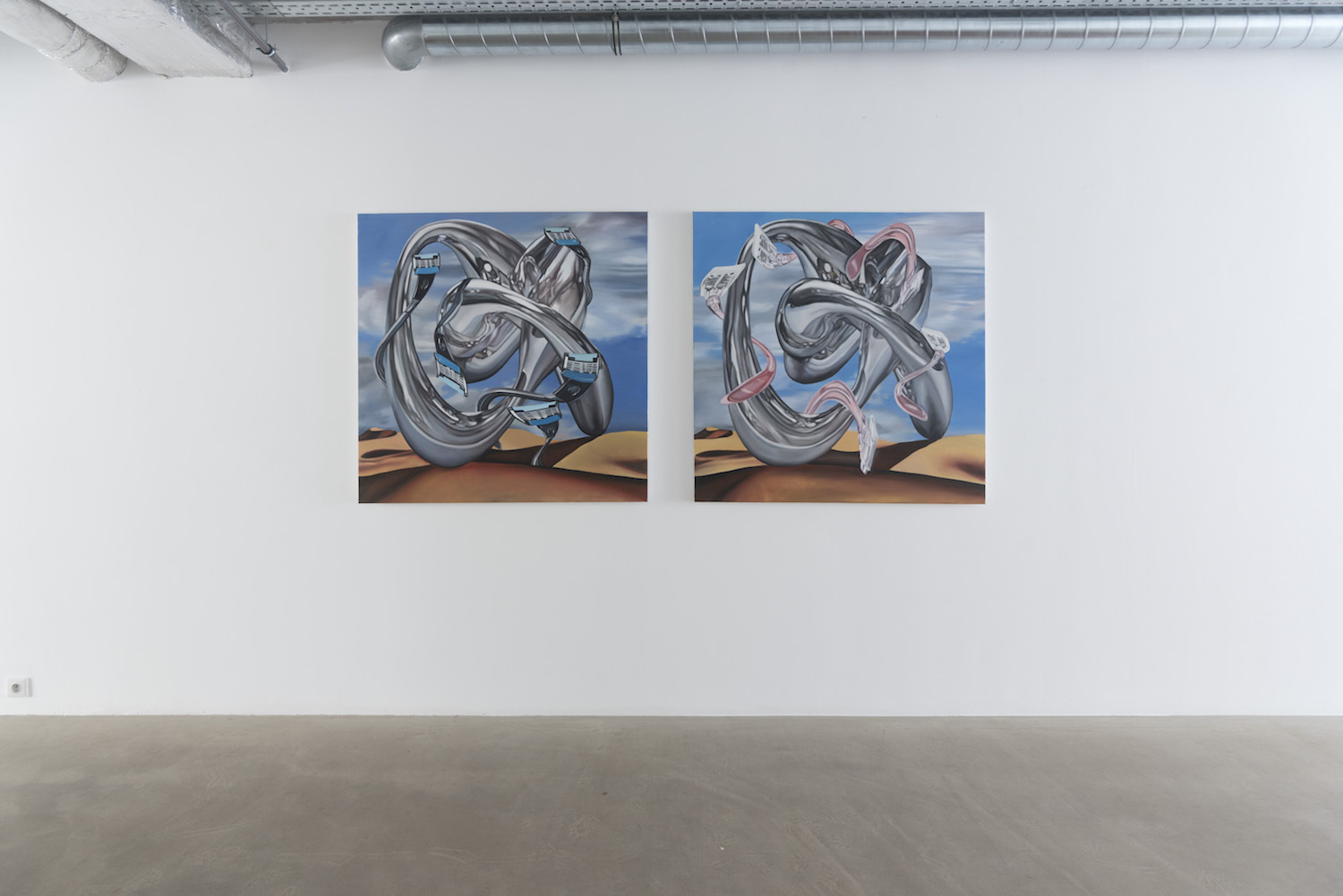 Botond Keresztesi – THE BIG SILENT NUDE 2, 2020, oil on canvas, 120 x 120 cm, THE BIG SILENT NUDE 1, 2020, oil on canvas, 120 x 120 cm