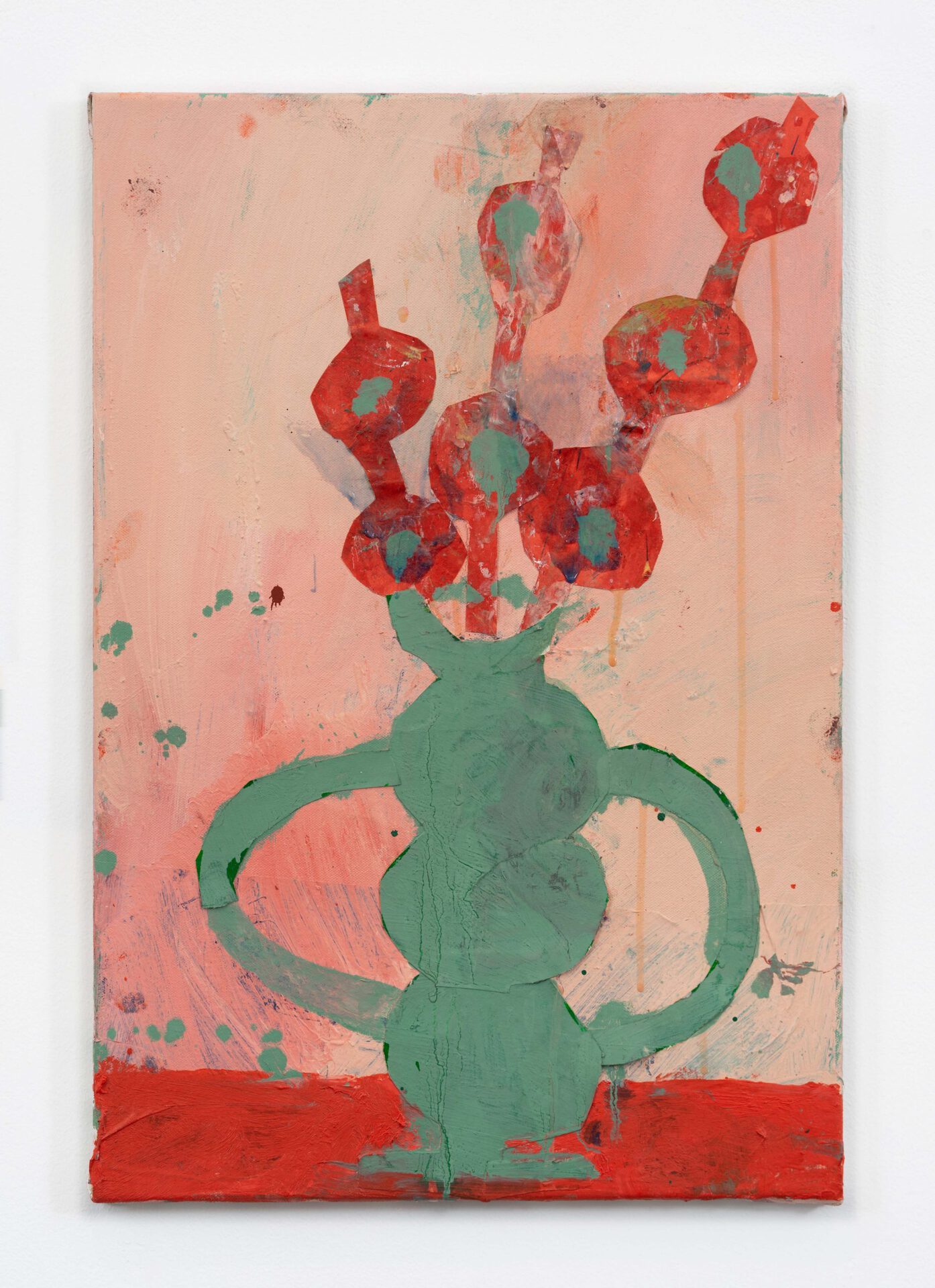 Vase of Flowers I 2020 Oil, collage and oil bar on canvas 60 x 40 cm Florence Hutchings