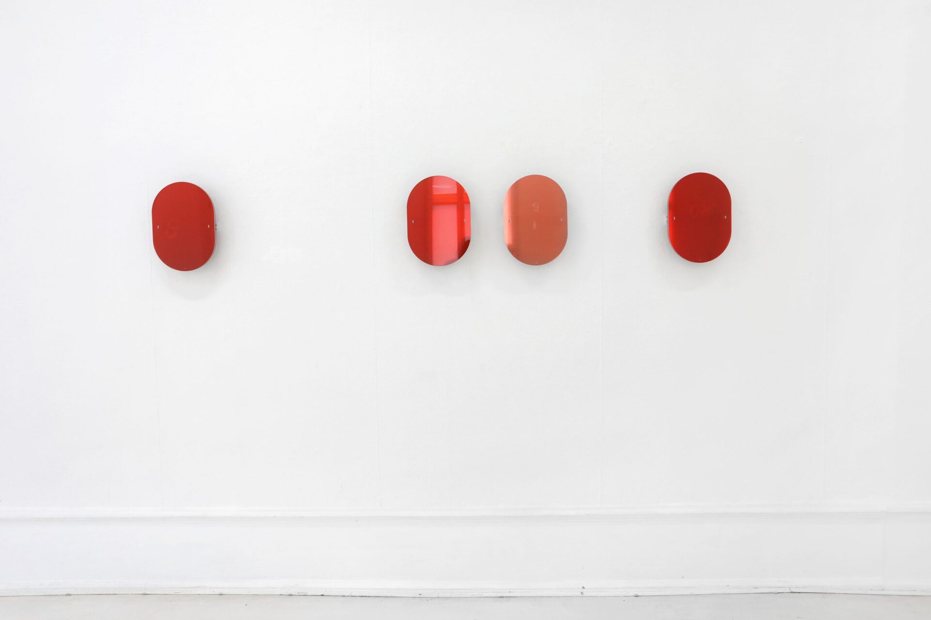 Lena Marie Emrich, "Sunset Series (Airbus A350)", 2020, Plexiglass, Aluminum, Two-way mirror, Oracal 8300 foil series, Set of 5, 34,3 x 24,1 cm x depth variable each