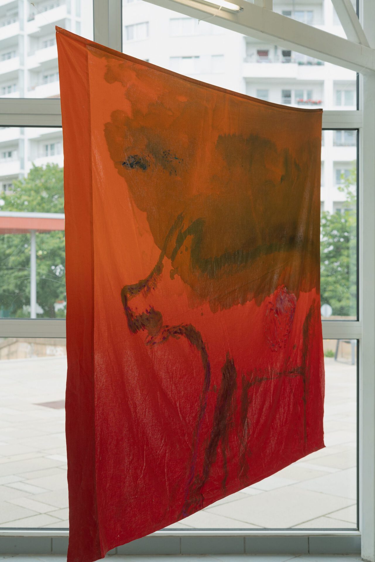 Olga Monina / back side: безопасное приключение это попасть под грозу (from the series "ambiguity tolerance"), acrylic on cotton, 145x145 cm, 2020