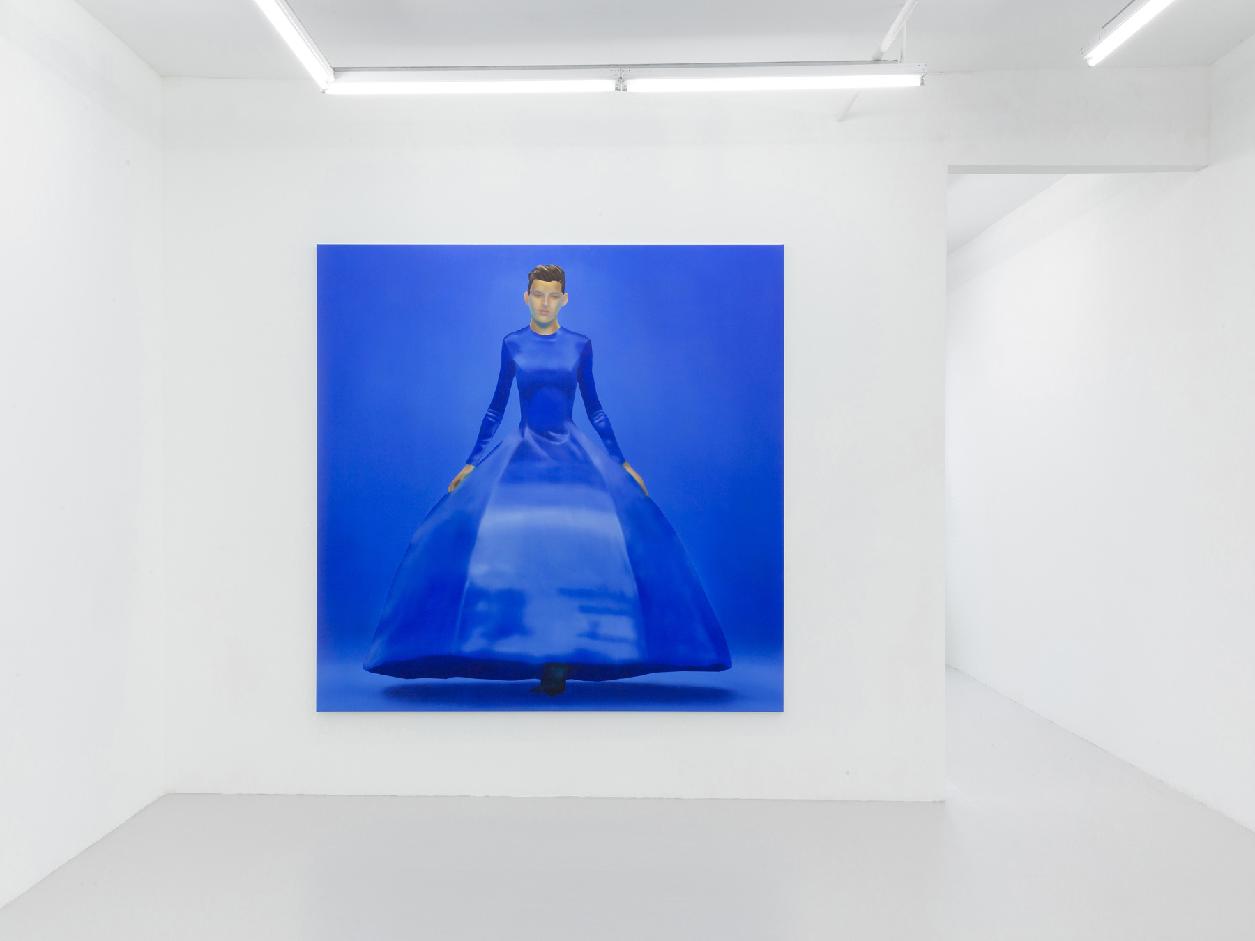 Rute Merk, BALENCIAGA, SS20, Look 89, 2019 (alternate view). Oil on canvas, 86 1/2 × 86 1/2 inches / 220 × 220 cm