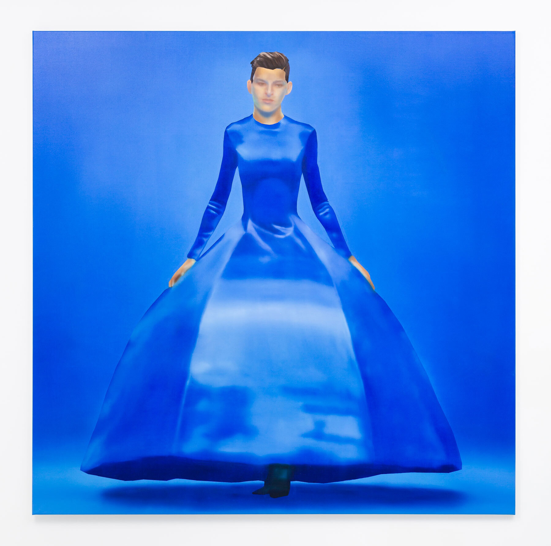 Rute Merk, BALENCIAGA, SS20, Look 89, 2019. Oil on canvas, 86 1/2 × 86 1/2 inches / 220 × 220 cm