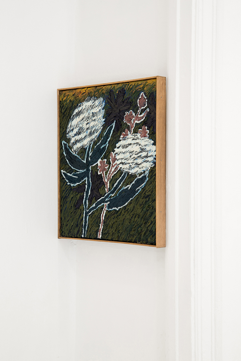 Stevie Dix, Winterslag Terril, 2020 (Oil, beeswax and charcoal on canvas, artist’s frame, 45 x 40 cm / 18 x 16 in).