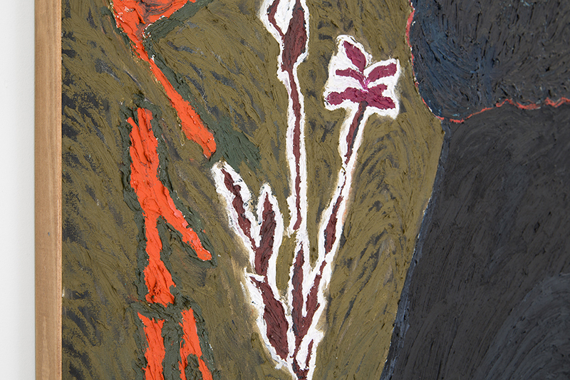 Stevie Dix, La Résistance 1 (detail), 2020 (Oil, beeswax and charcoal on canvas, artist’s frame, 135 x 145 cm / 54 x 58 in).