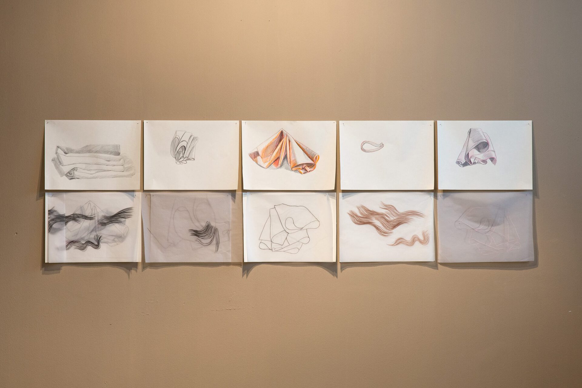 Laura Põld, In a silent room: On some things that live among us, 2020. Drawings on paper