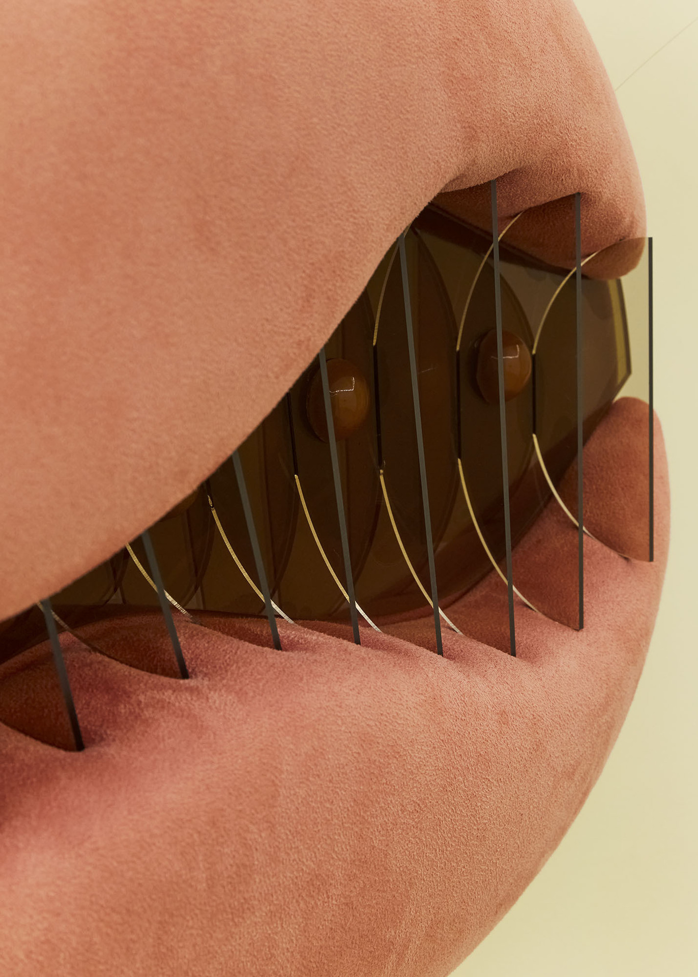 Grace Woodcock, 'Cnidaria II', 2020, Bronze tint perspex, silicone, stainless steel bolt, suedette, upholstery foam, acupuncture needle, zinc oxide, pro and prebiotic powder, and spirulina. 70 x 46 x 11.5 cm.