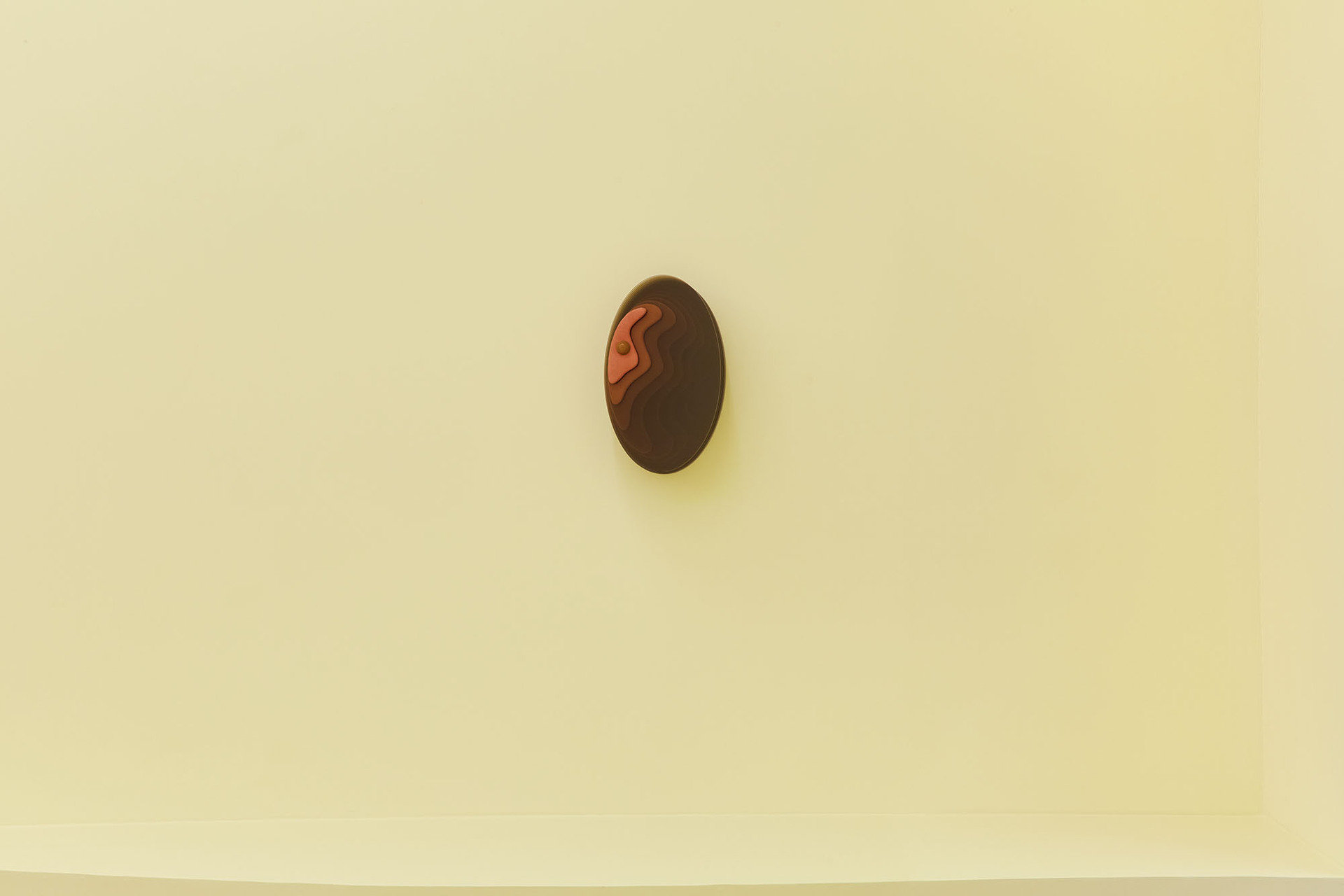 Grace Woodcock, 'Bolus', 2020, Bronze tint perspex, silicone, stainless steel bolt, suedette, upholstery foam, zinc oxide, pro and prebiotic powder, and spirulina. 37 x 22 x 14.5 cm.