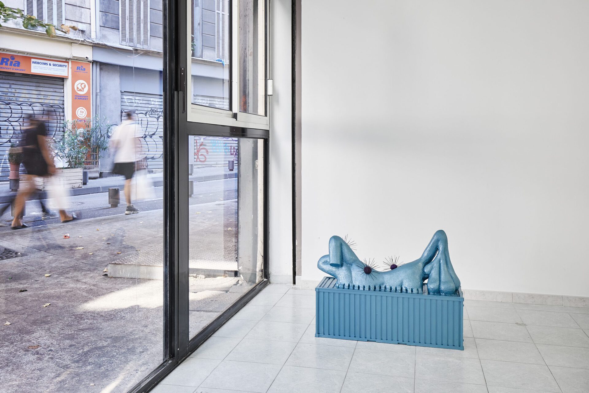 Hamish Pearch, Deep Blue Day, 2020, MDF, polymerised gypsum, steel, paint, sand, 70x85x30 cm