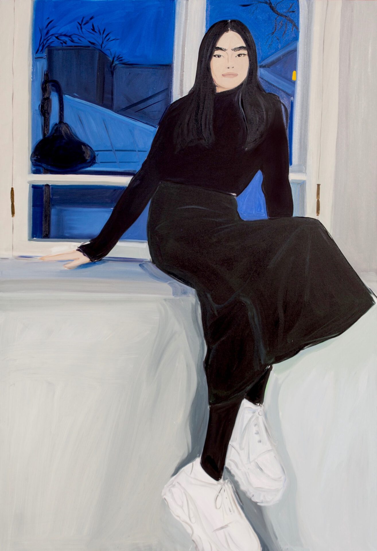 Daria Gitmanovich, Tahmina in Moscow, 2020, Oil on canvas, 190 x 130 cm
