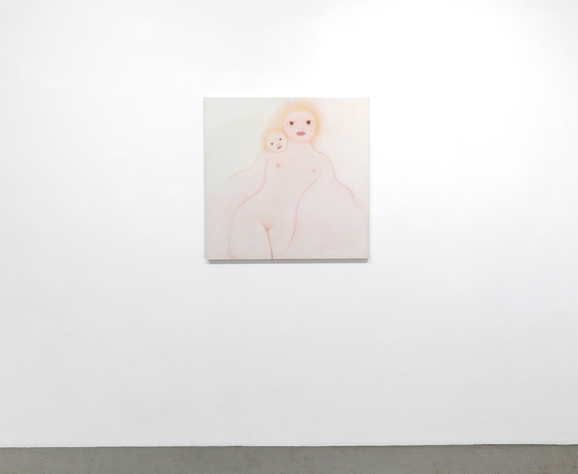 Installation view, Mari Sunna, Lovebirds, 2020, oil on canvas, 85 x 85 cm