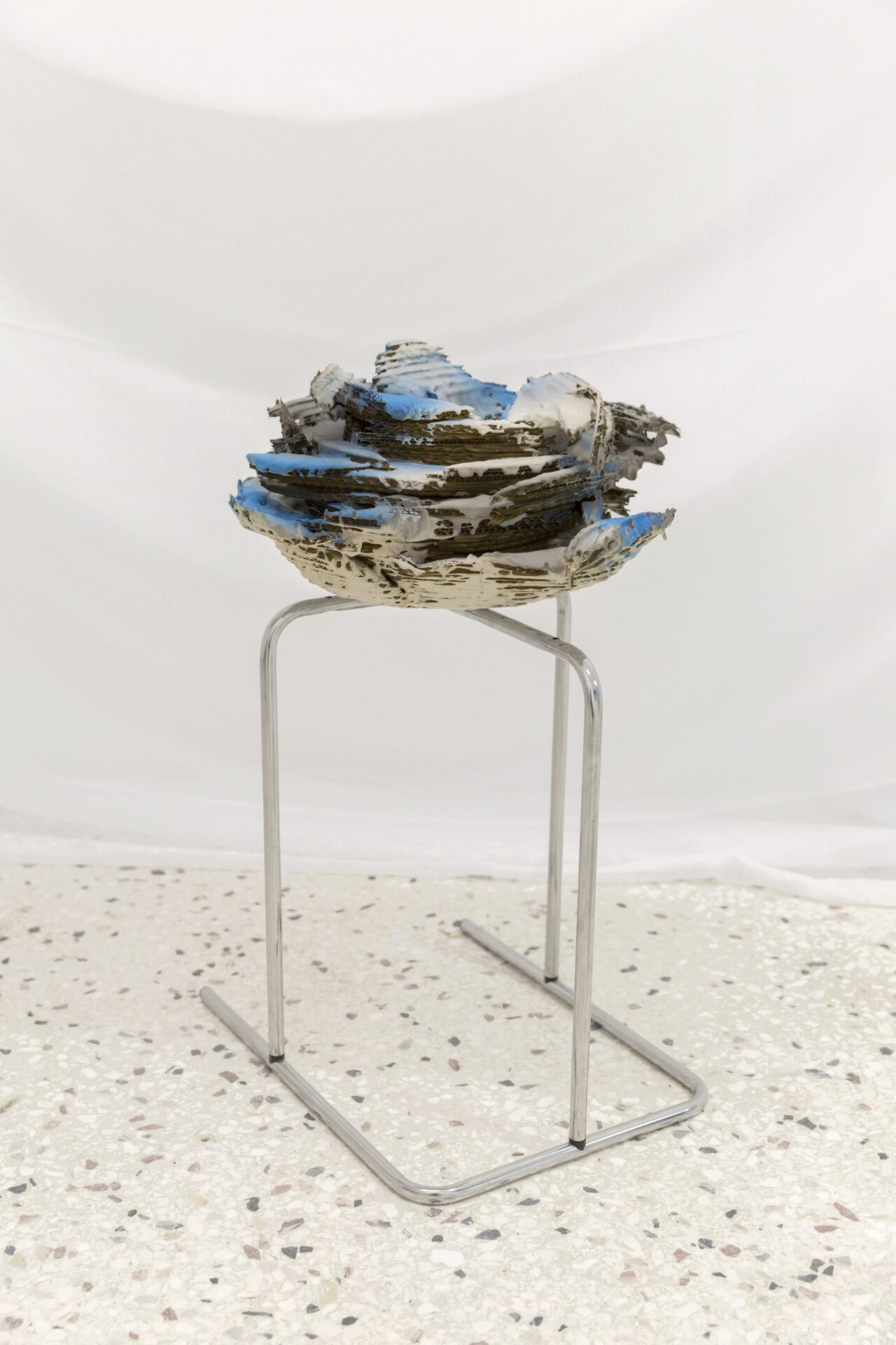 Valinia Svoronou, The Whirling Dress 1& 2, Plaster, metallic, frames, and cardboard, dimensions variable, 2020