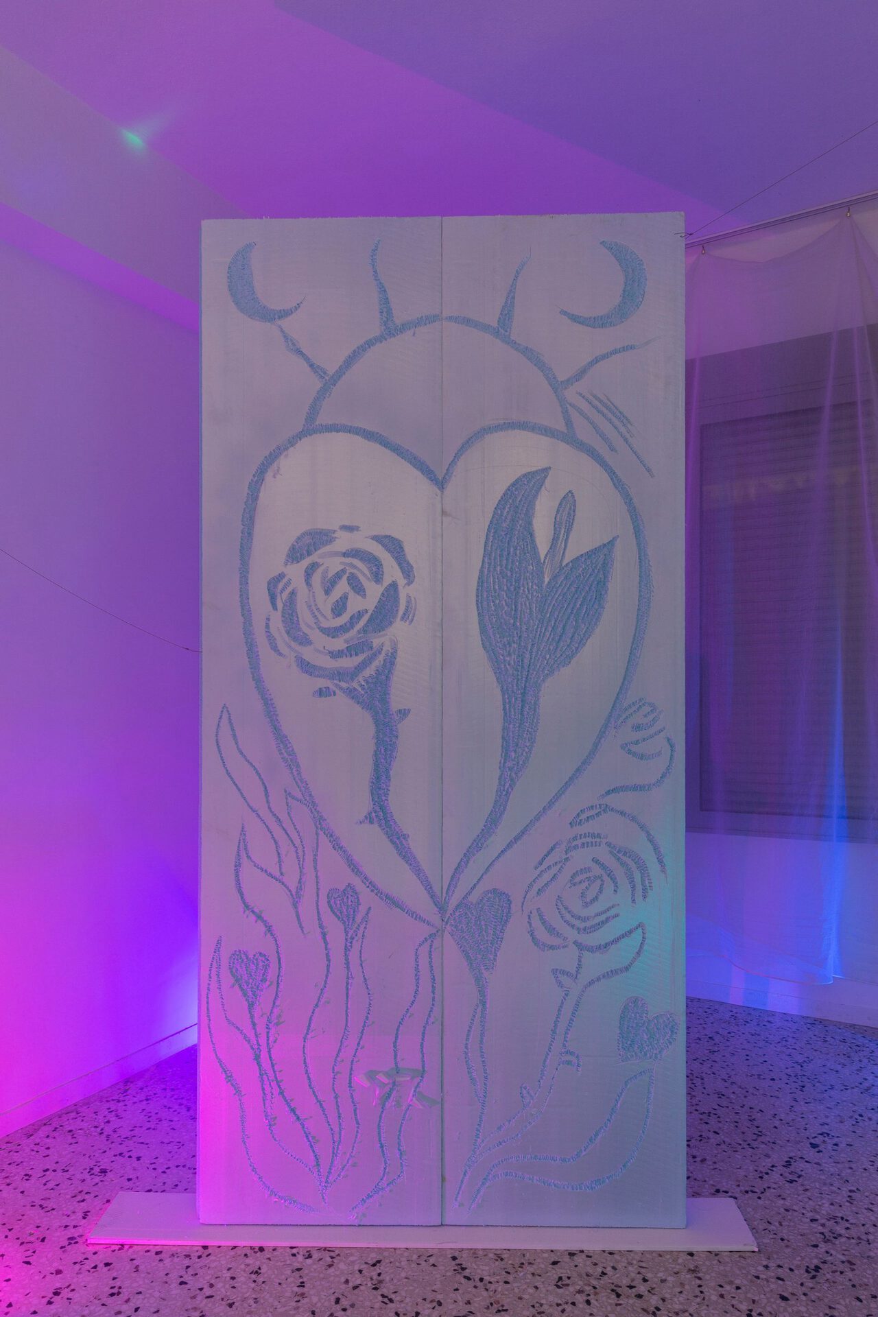 Amalia Vekri and Valinia Svoronou, Blind Date Wall, Etched foam, 250cm x 120cm x 5cm, 2020