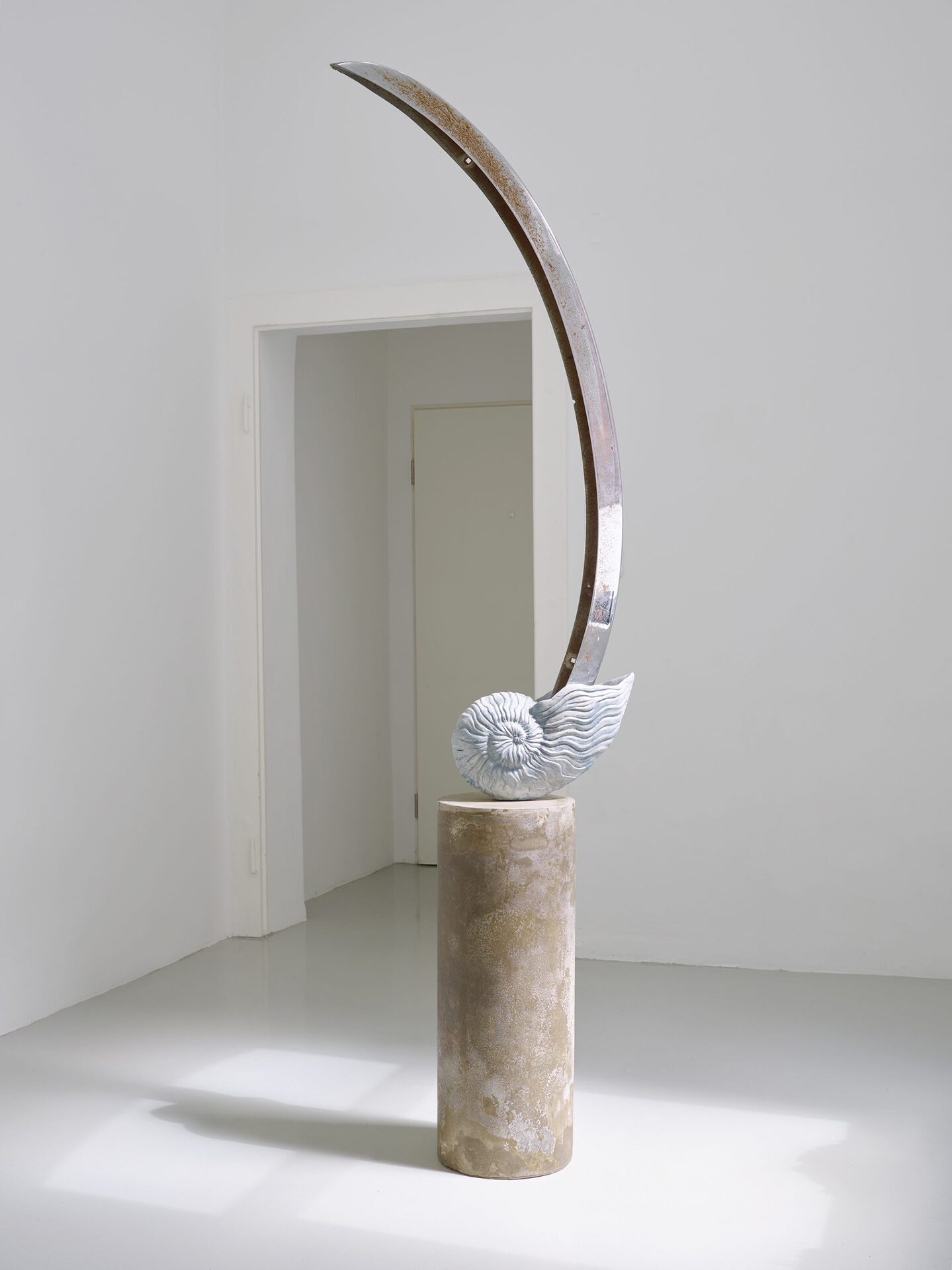 Christian Theiß, untitled, 2020, concrete base, bumper, ca. 214 x 60 x 60 cm