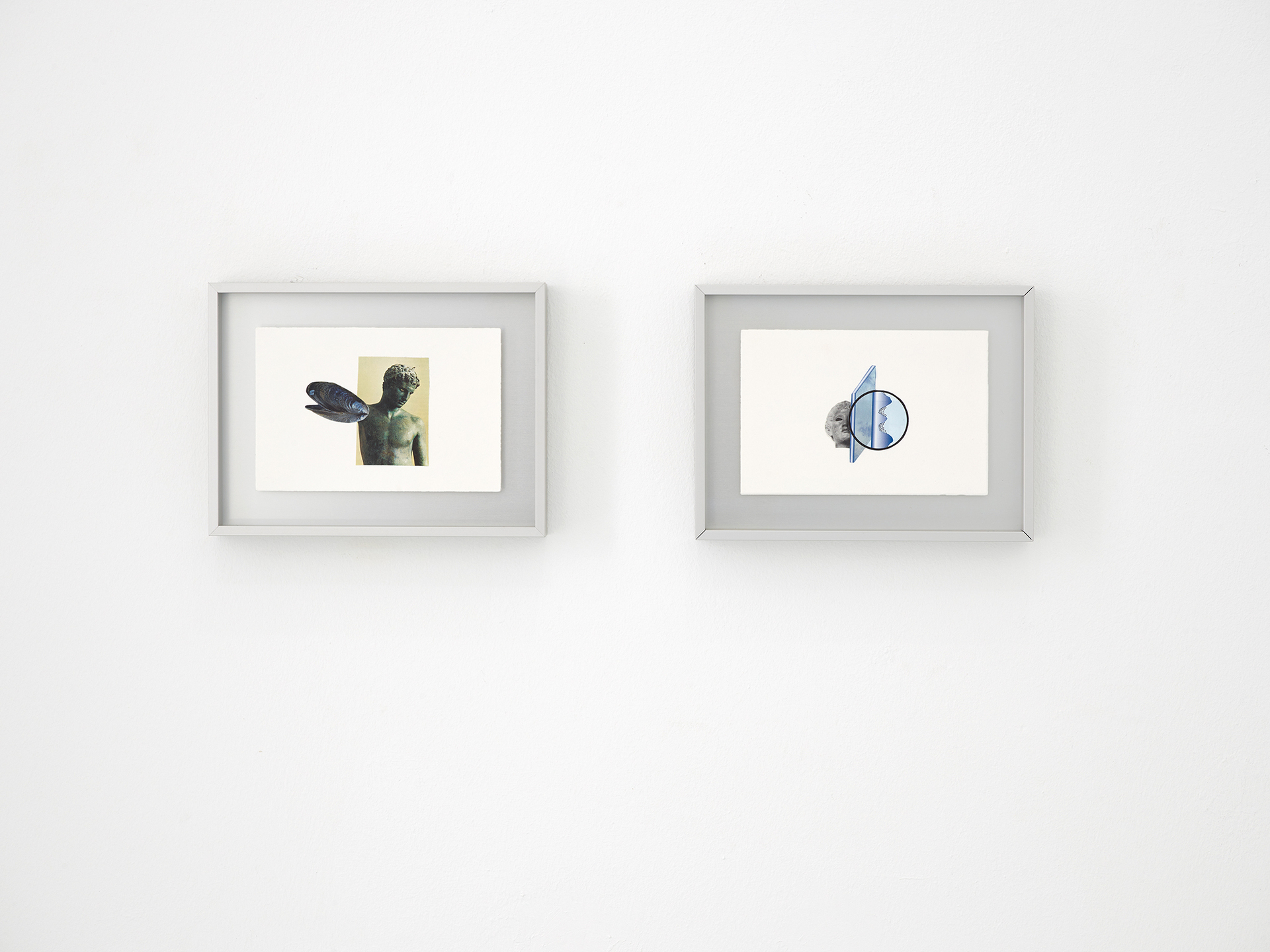 Christian Theiß, untitled, 2020, collages, framed, 15,5 x 20,5 cm each