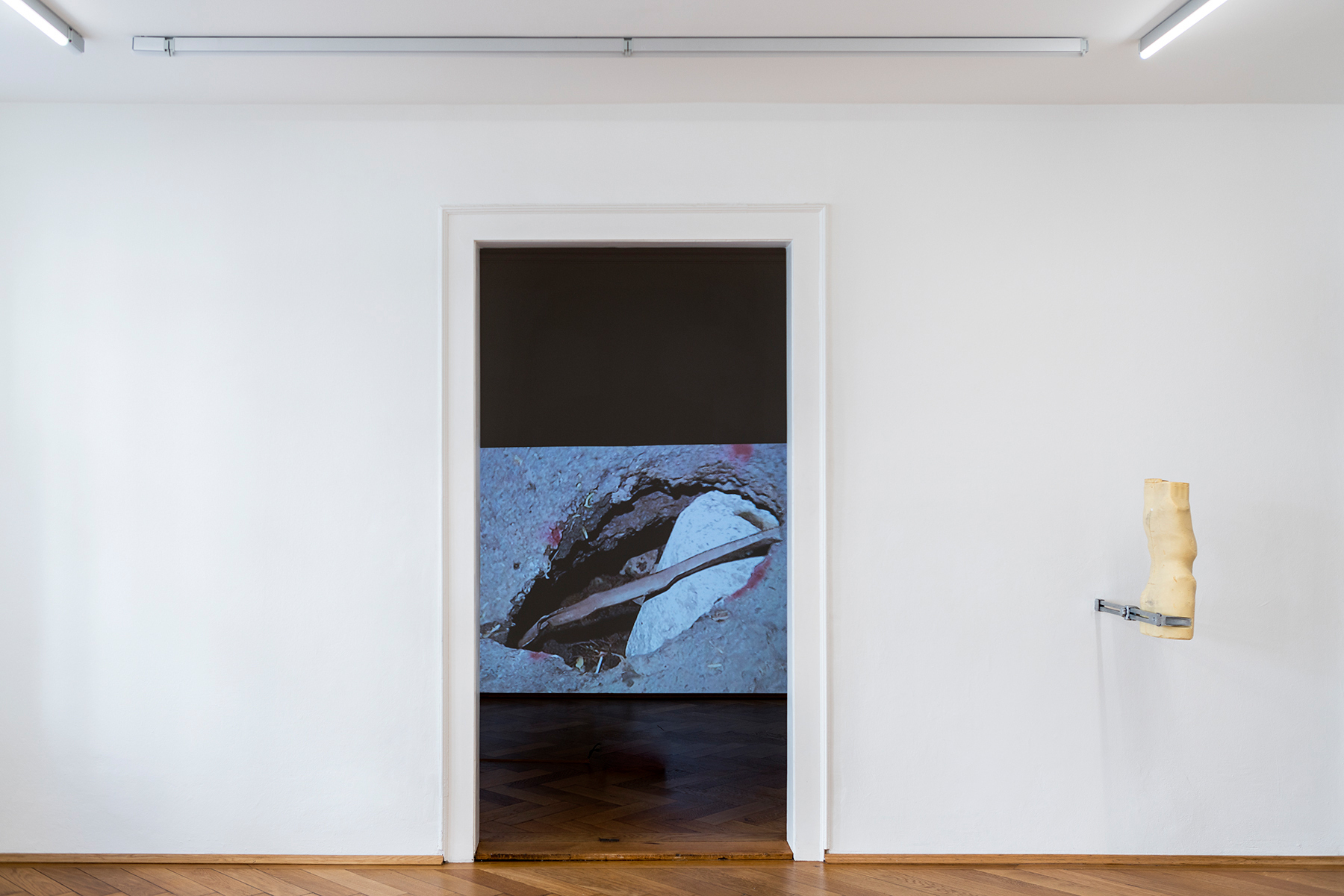 Installation view "The world is not like us...", Britta Rettberg, 2020, with works by Miguel Calderón and Berenice Olmedo