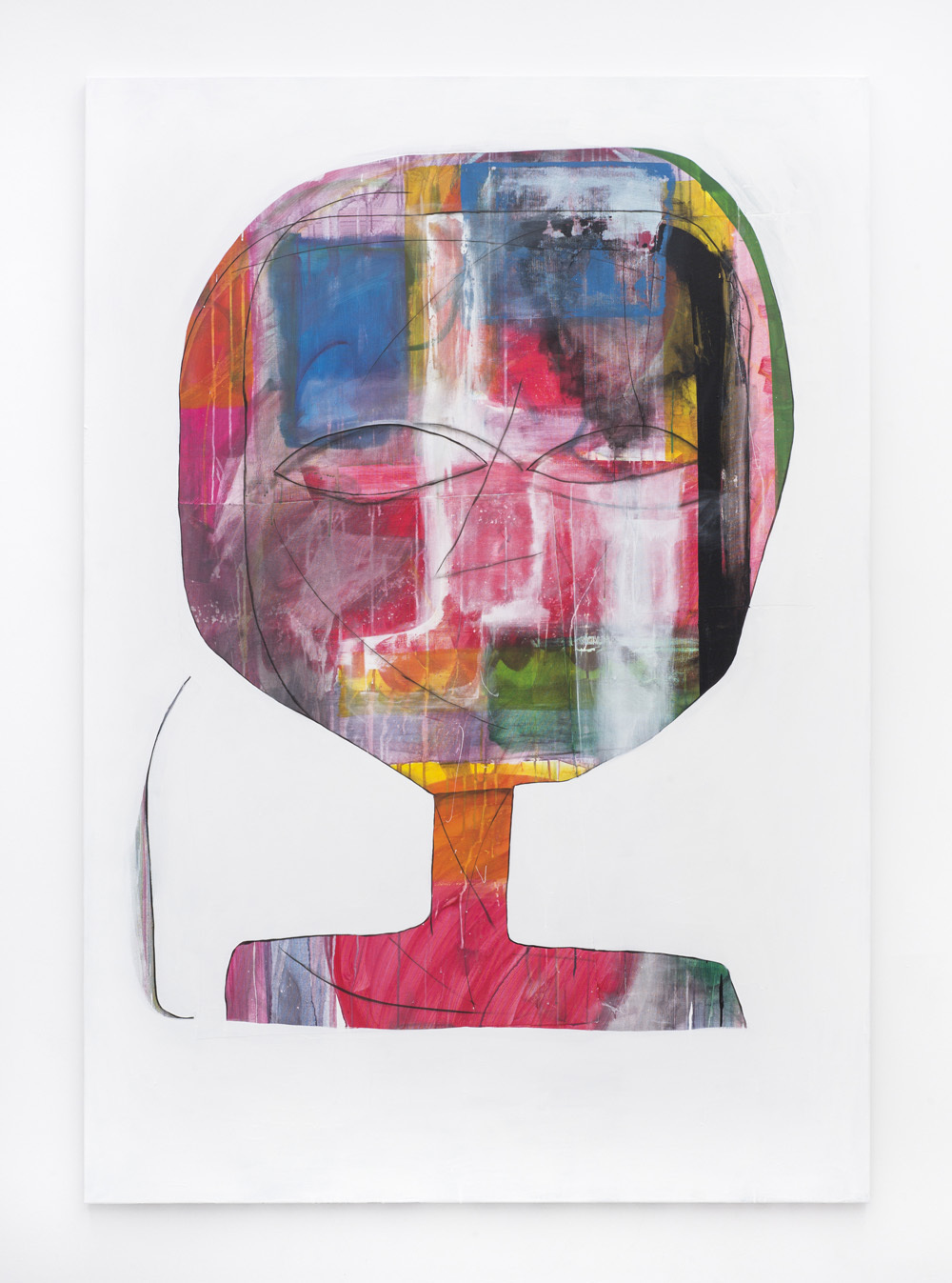 Tom Król, Hallodri, acrylic, acrylic laquer, oil, gouache, linen on canvas, 200 x 140 cm, fiebach, minninger, 2020