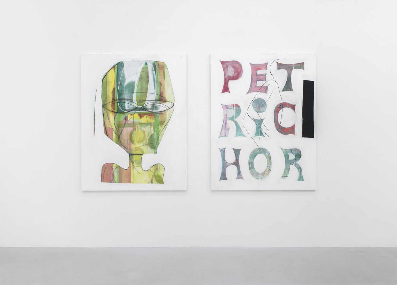 Tom Król, SV & Mo / Petrichor, dyptich, acrylic, acrylic lacquer, oil, gouache, linen on canvas, 130 x 220, 2020