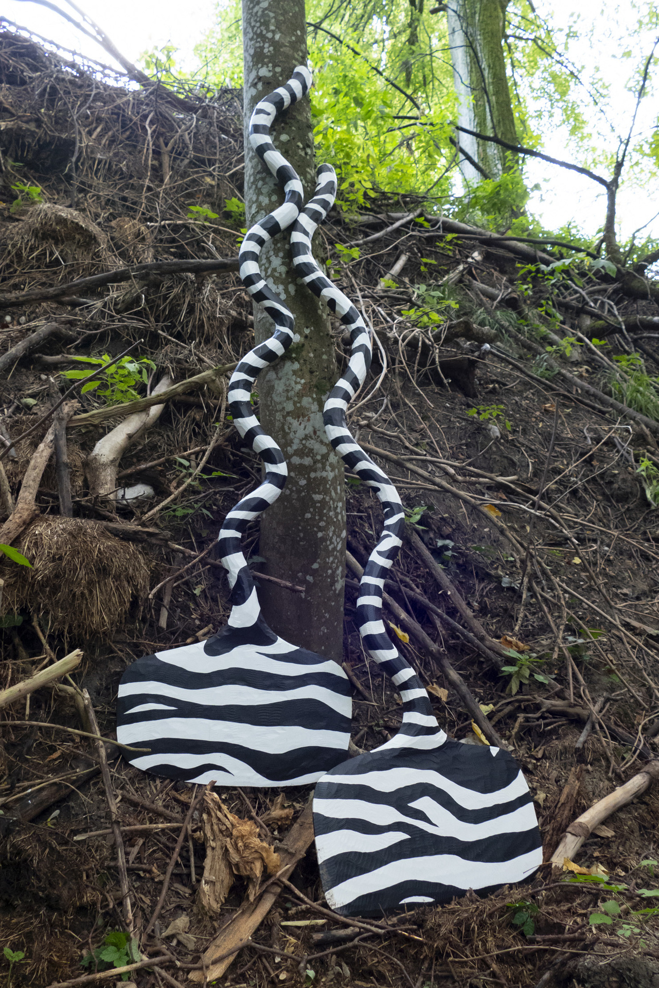 Paddles (Zebra 1 + 2), 2018/2020, beech, acrylic, varnish, 2 x 210 x 58 x 8 cm
